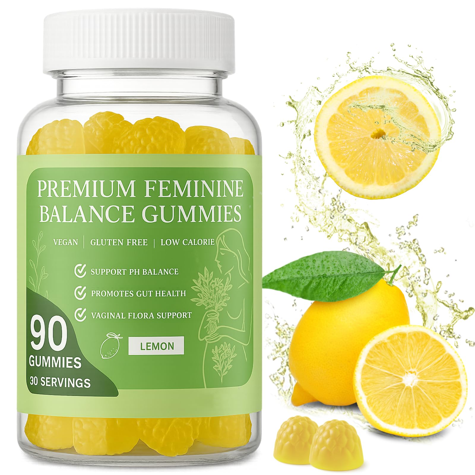 MATOP pH Balance Feminine Gummies for Women - Vaginal Probiotic Lemon Gummy 90 Count
