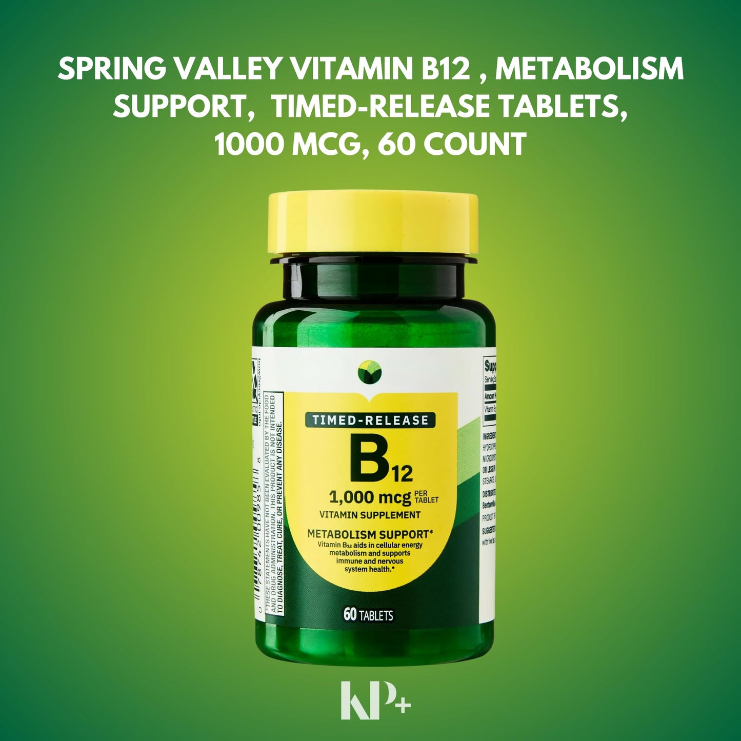 KP+ Vitamin B12 1,000 mcg Timed-Release Tablet, 60 Tablets