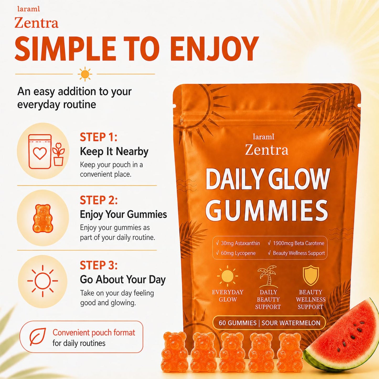 IaramI Zentra Daily Glow Gummies 60 Count