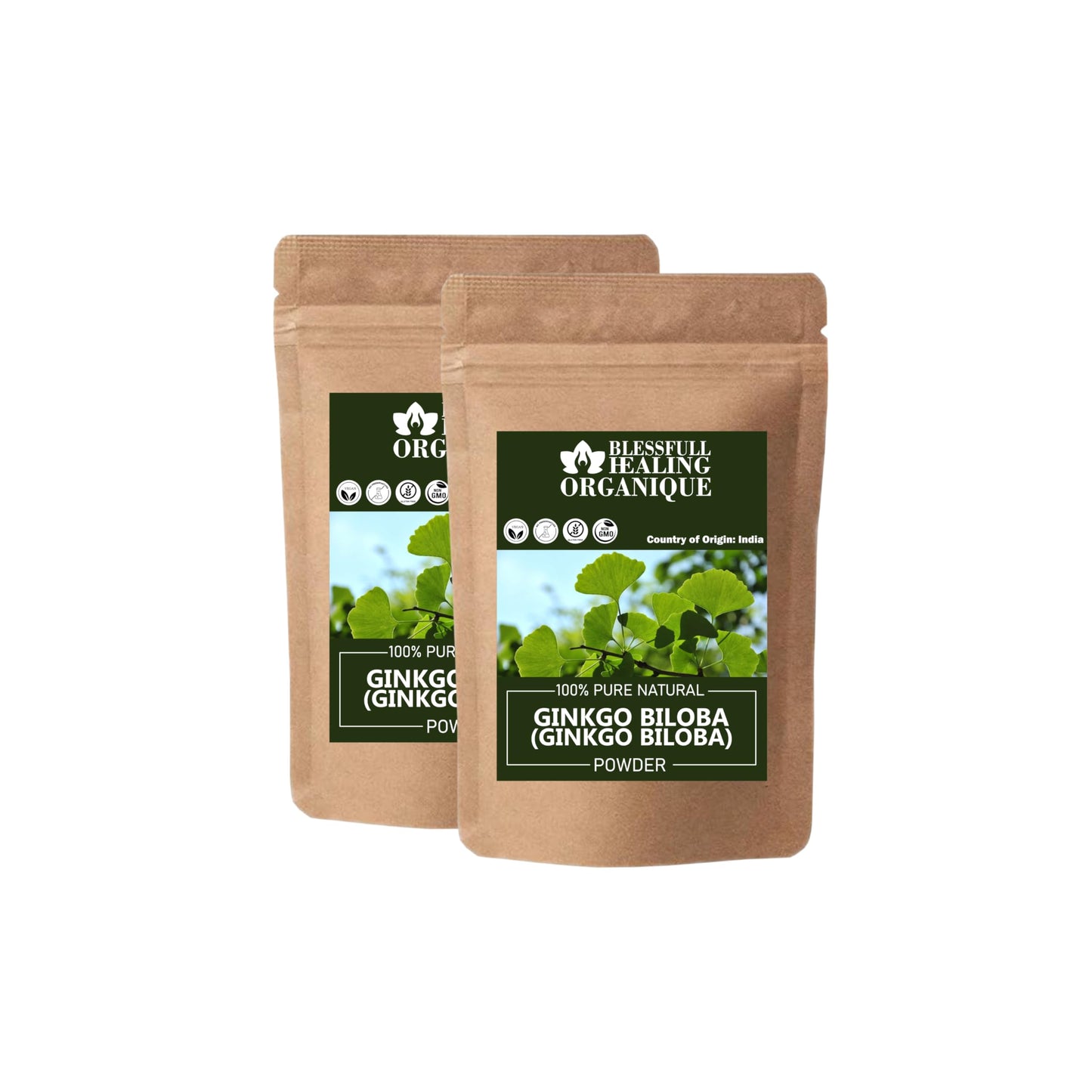 Blessfull Healing Organic Ginkgo Biloba Powder, Pack of 2