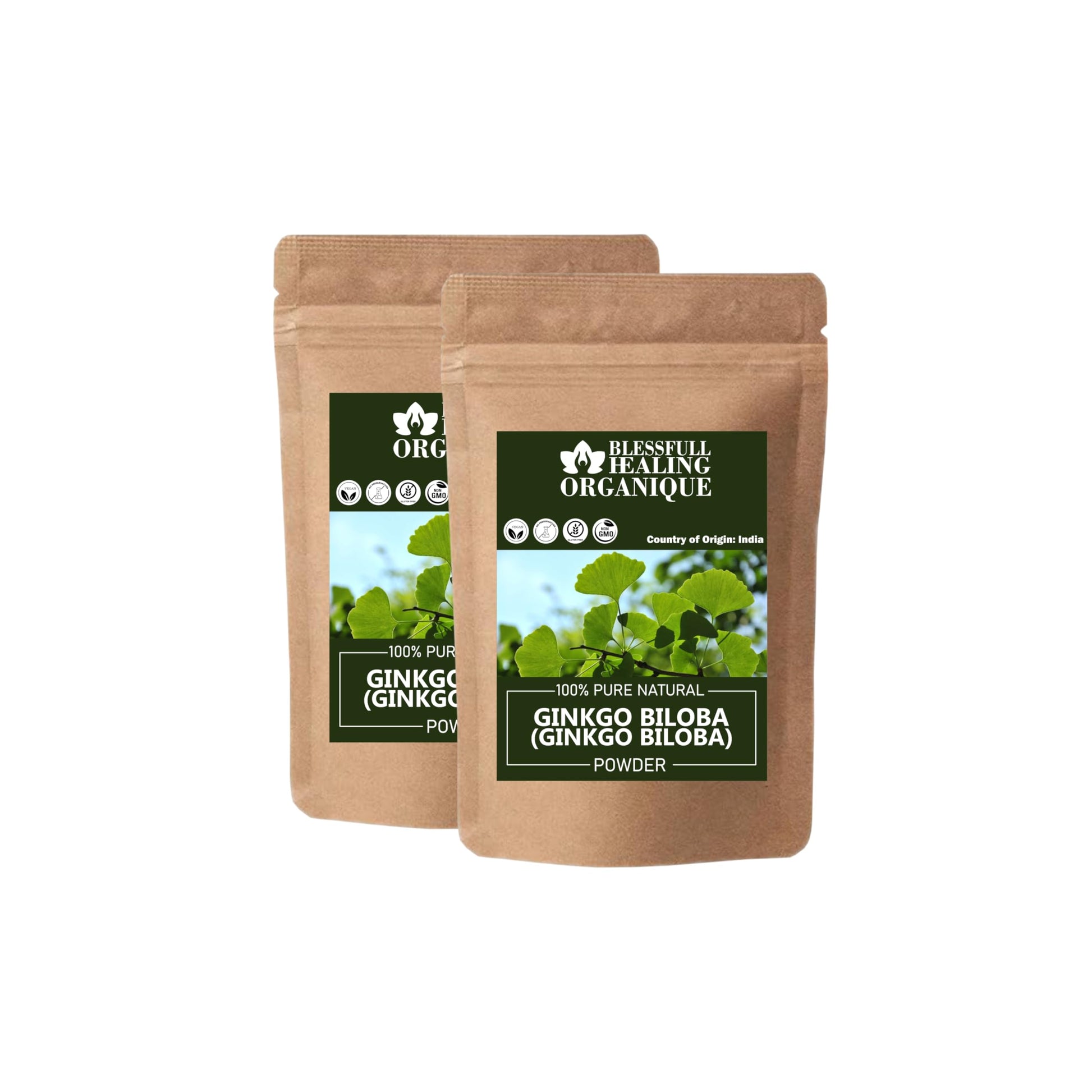 Blessfull Healing Organic Ginkgo Biloba Powder, Pack of 2