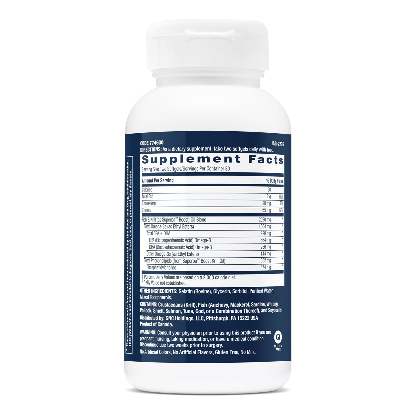 GNC Triple Strength Fish Oil Plus Krill Oil Omega 3 Supplement Softgel 60