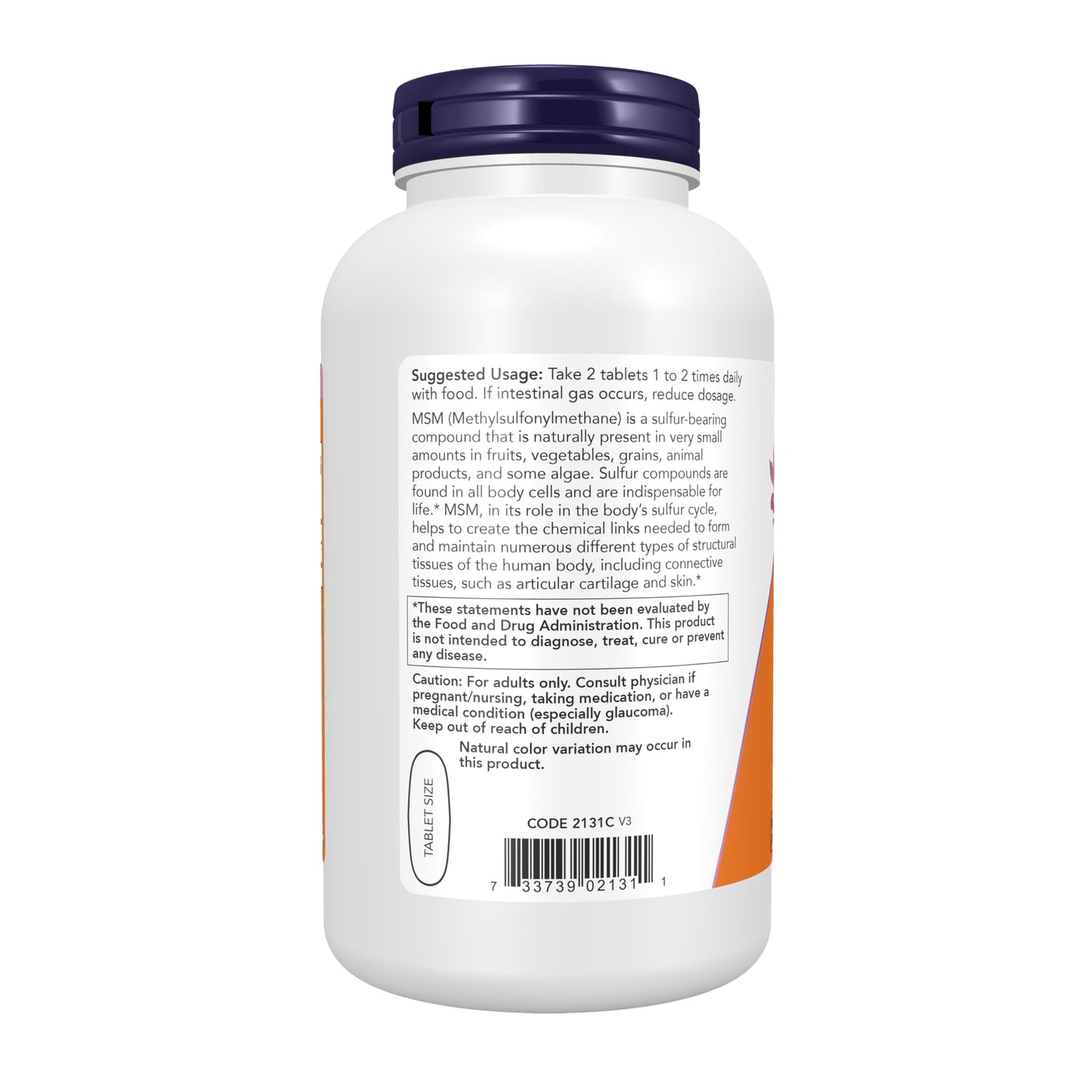 NOW Foods MSM (Methylsulfonylmethane) Tablet, 200 Tablets
