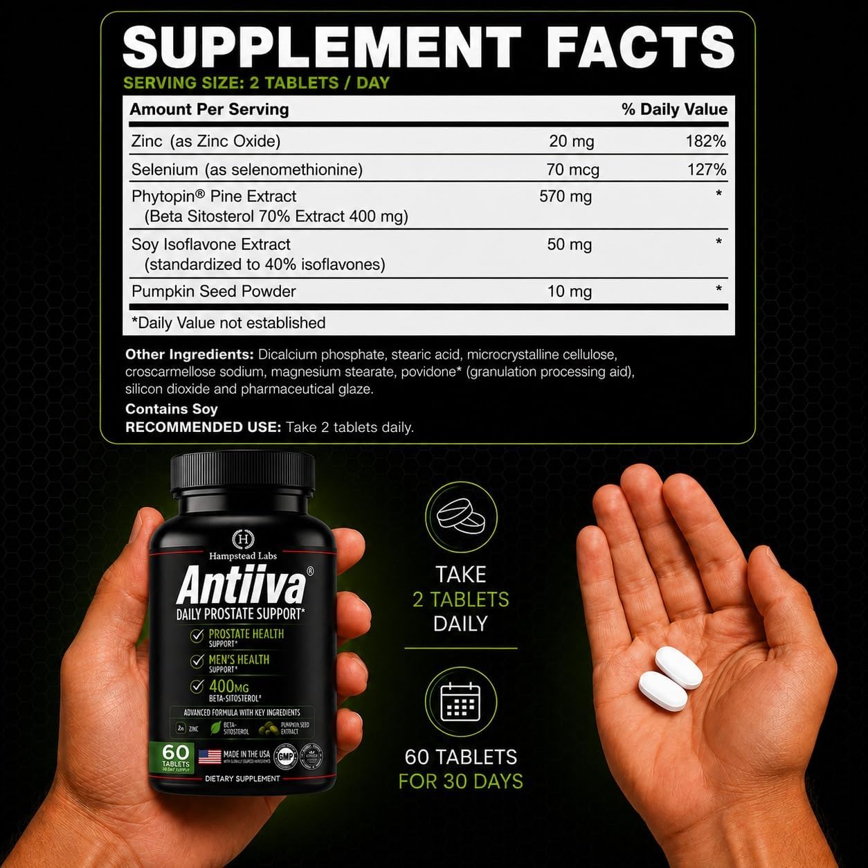 Hampstead Labs Advanced Men Prostate Support Beta Sitosterol 400mg 60 Tablets