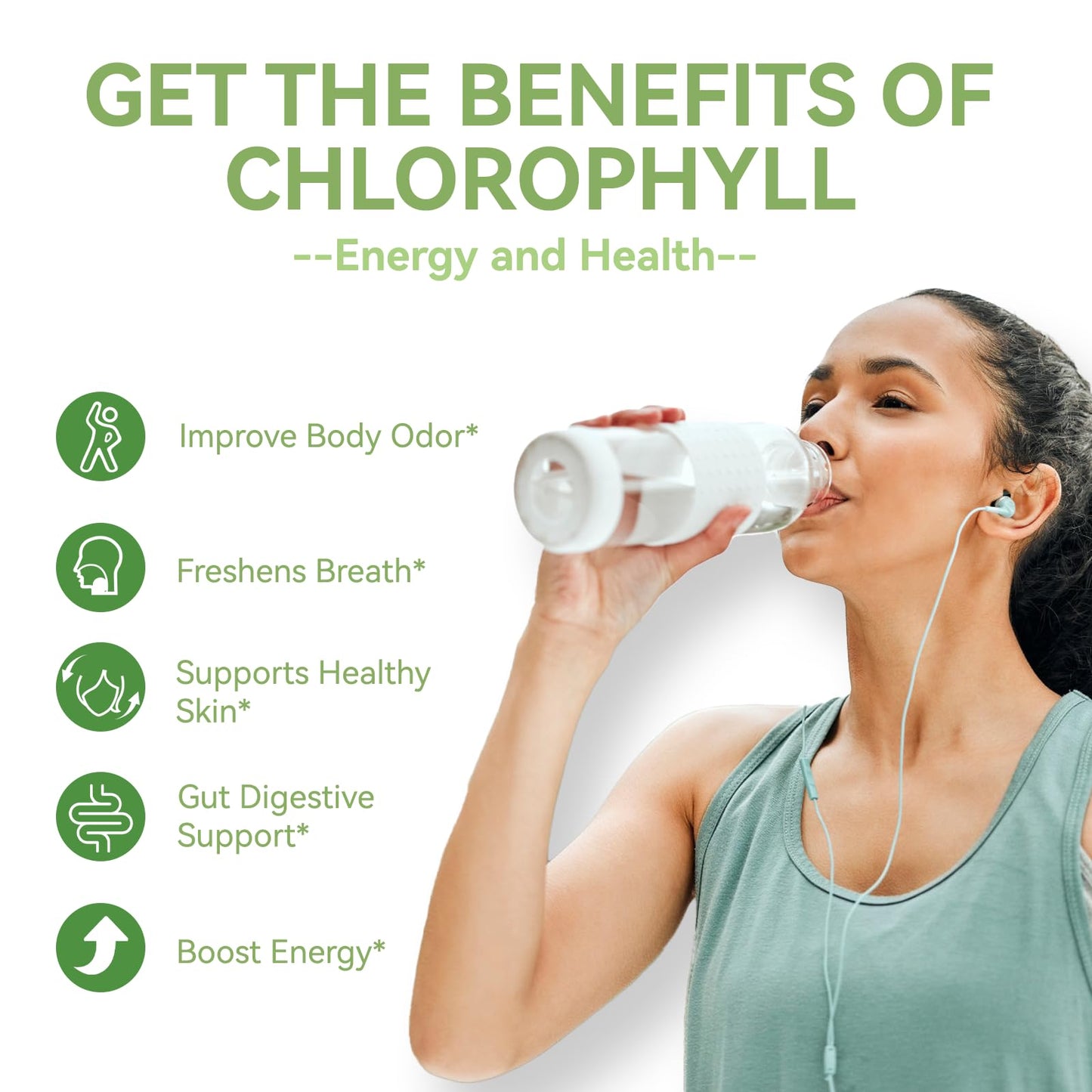EAZGOO Chlorophyll Gummies for Body Odor Deodorant 60 Count