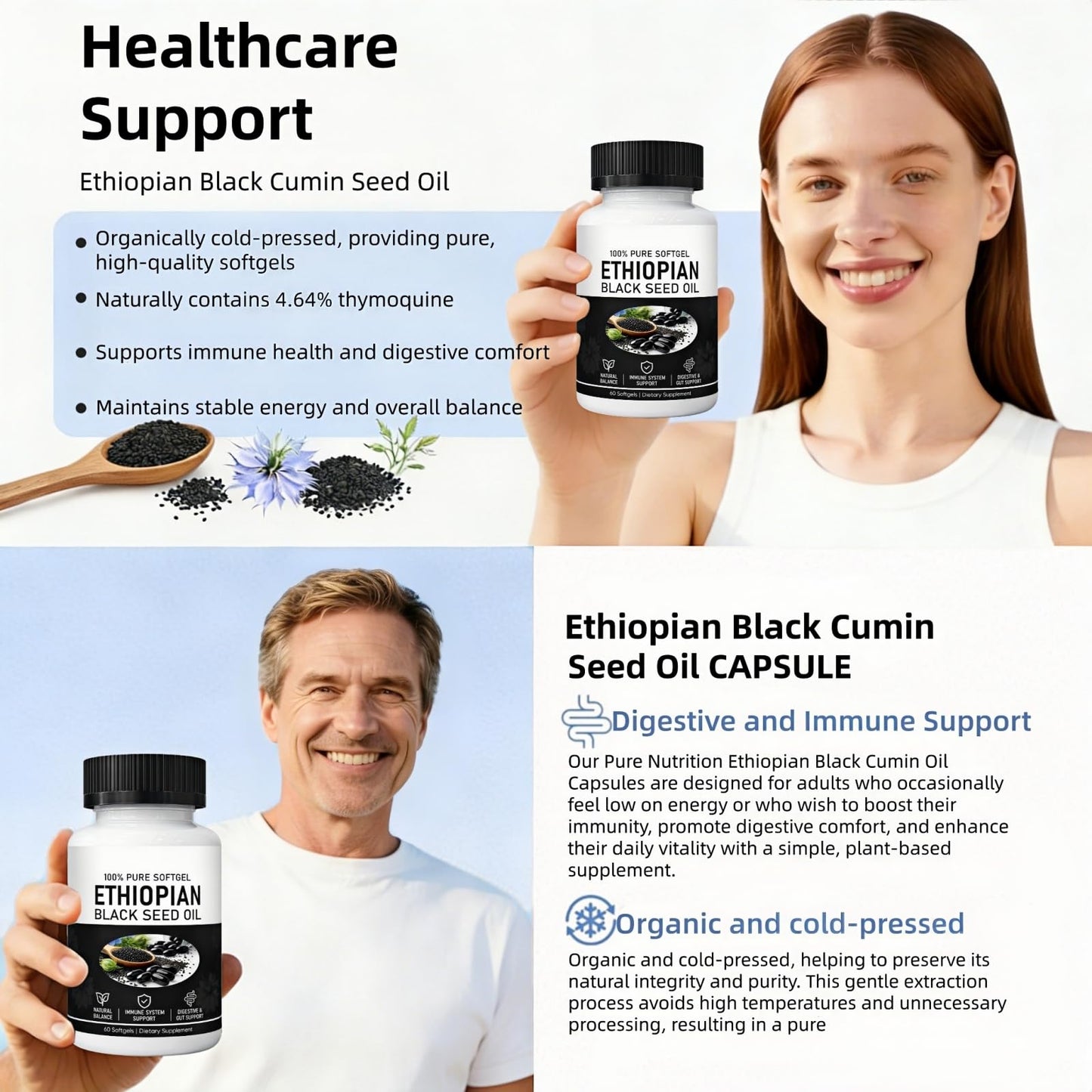 POYICGS Ethiopian Black Seed Oil Caplets, 60