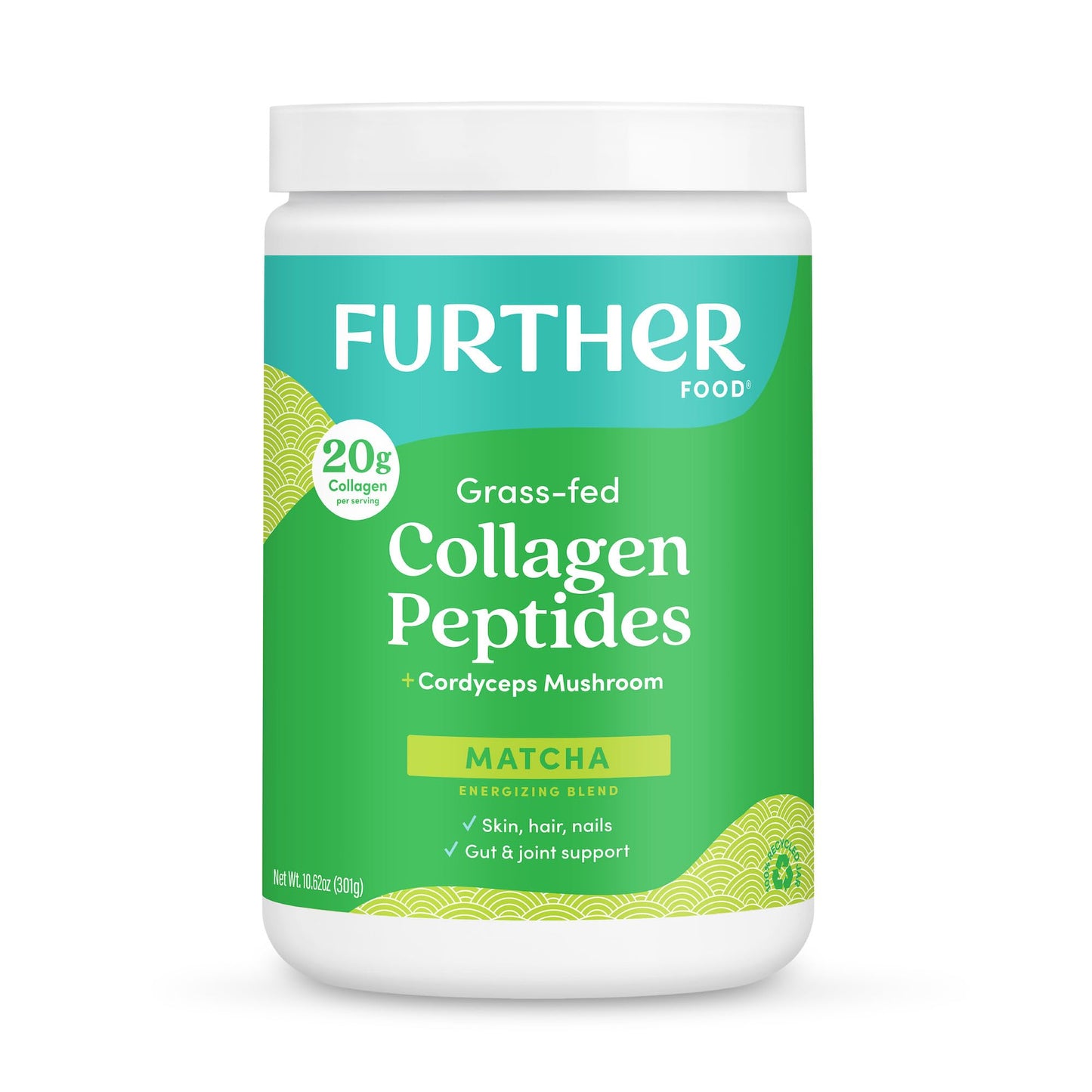 Further Food Matcha Collagen Peptides Powder, 10.62 oz