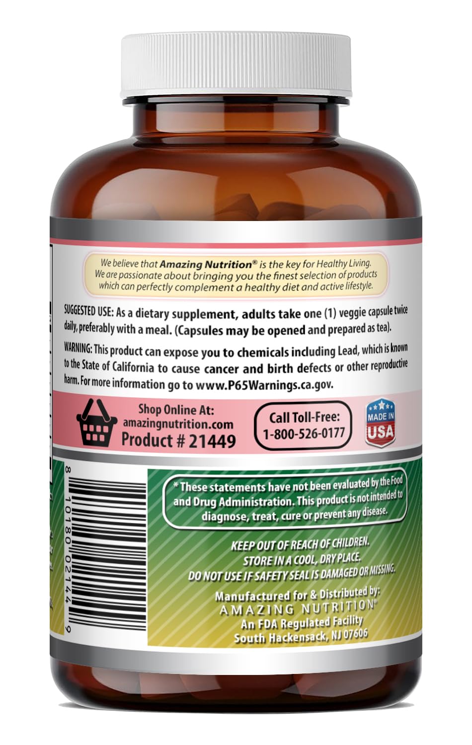 Amazing Nutrition Echinacea with Goldenseal Supplement 120 Capsules