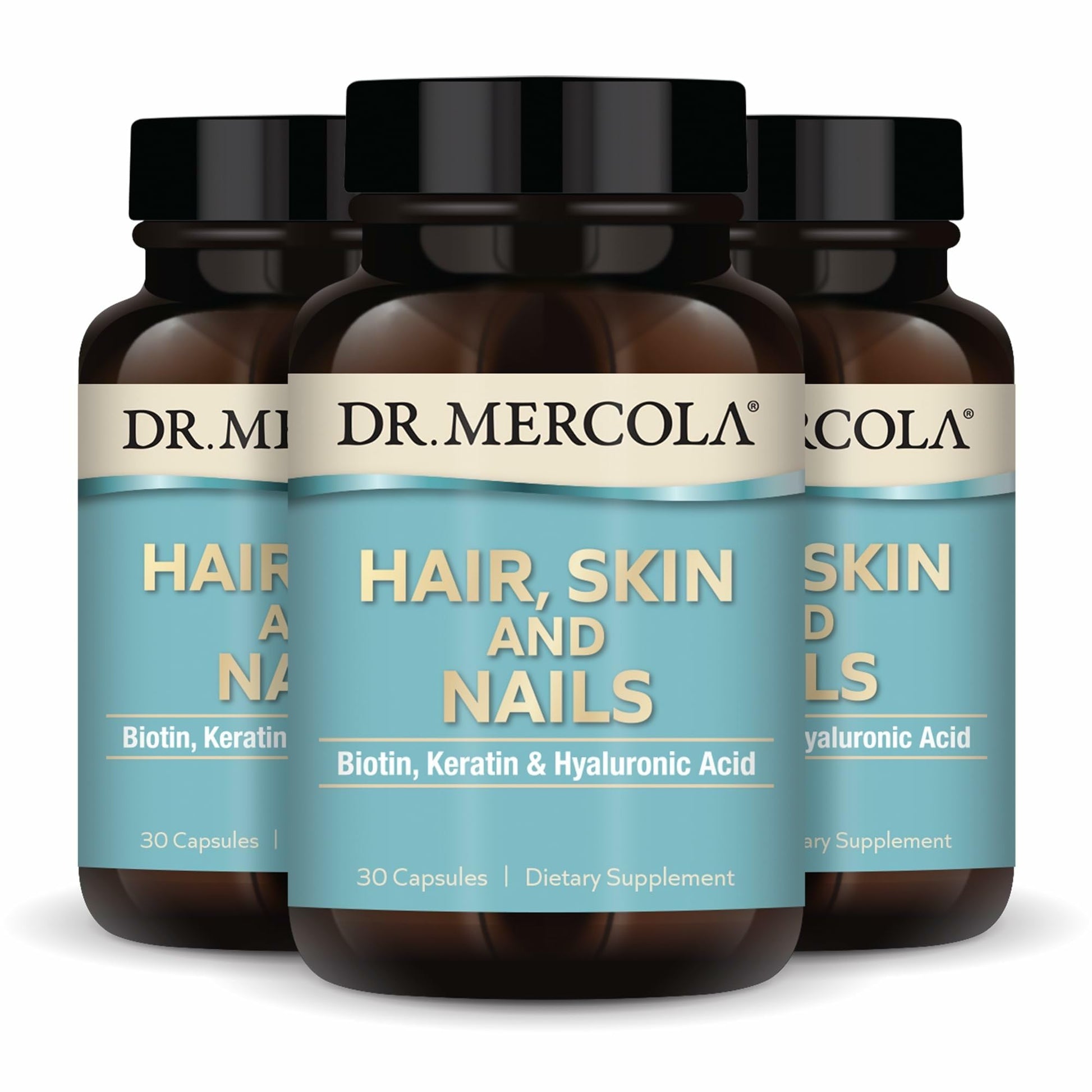 Dr. Mercola Hair, Skin and Nails Biotin, Keratin & Hyaluronic Acid Capsules 90 Capsules