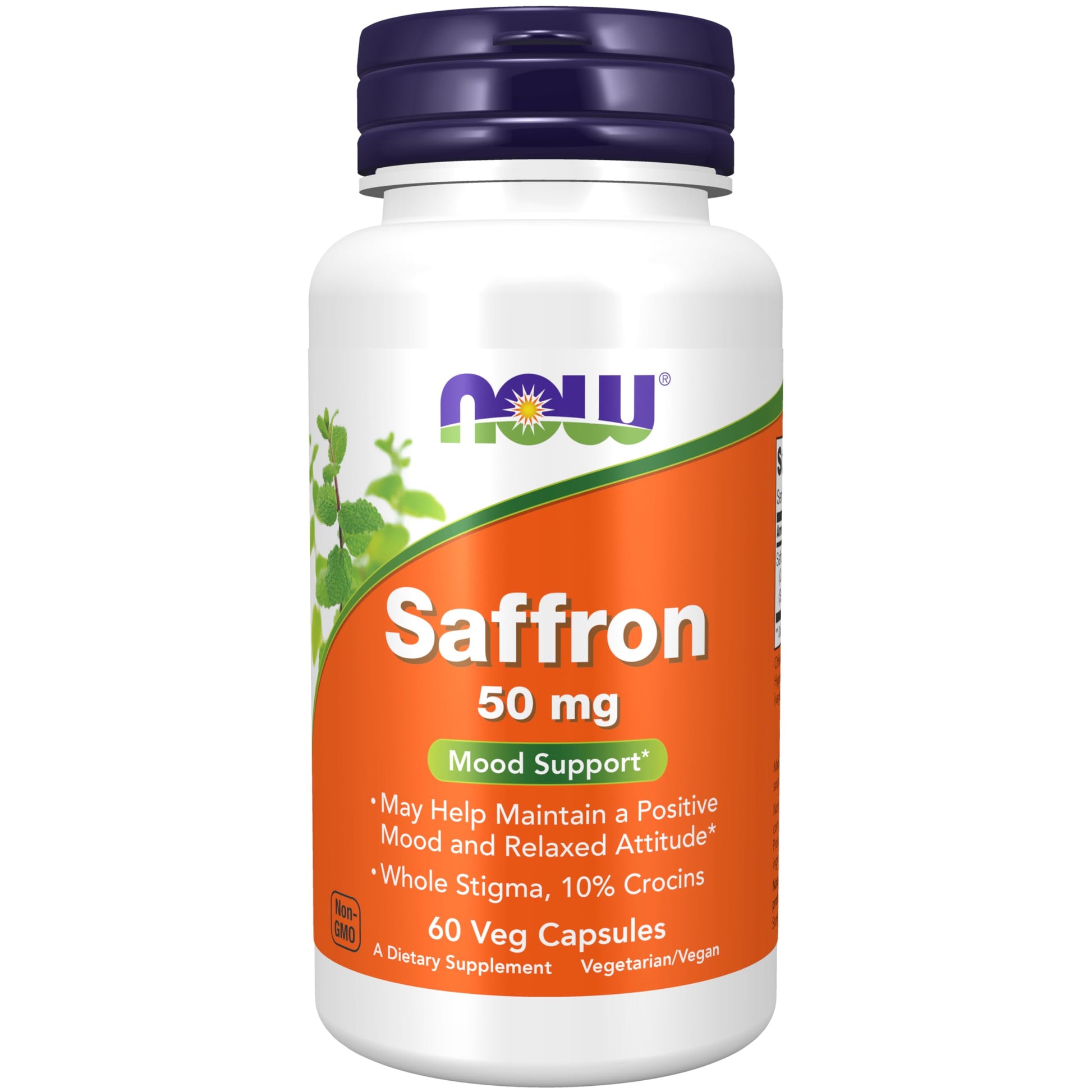 NOW Foods Saffron Whole Herb 50 mg with 10% Crocins Capsules, 60 Count