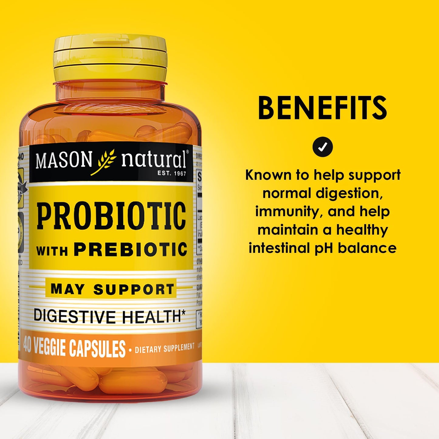 Mason Natural Probiotic & Prebiotic for Digestive Support Capsule, 40 Count