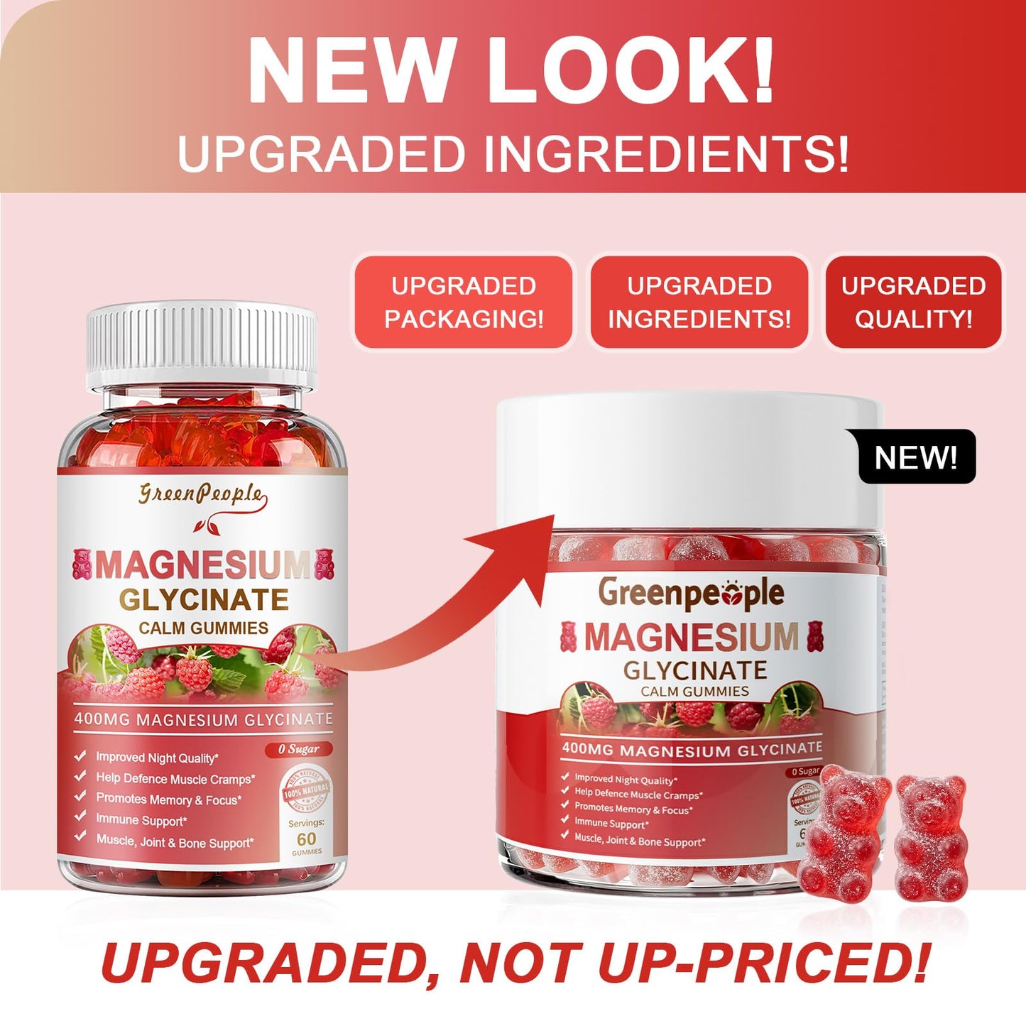 GREENPEOPLE Magnesium Glycinate Gummies 400mg Gummy 60 Count