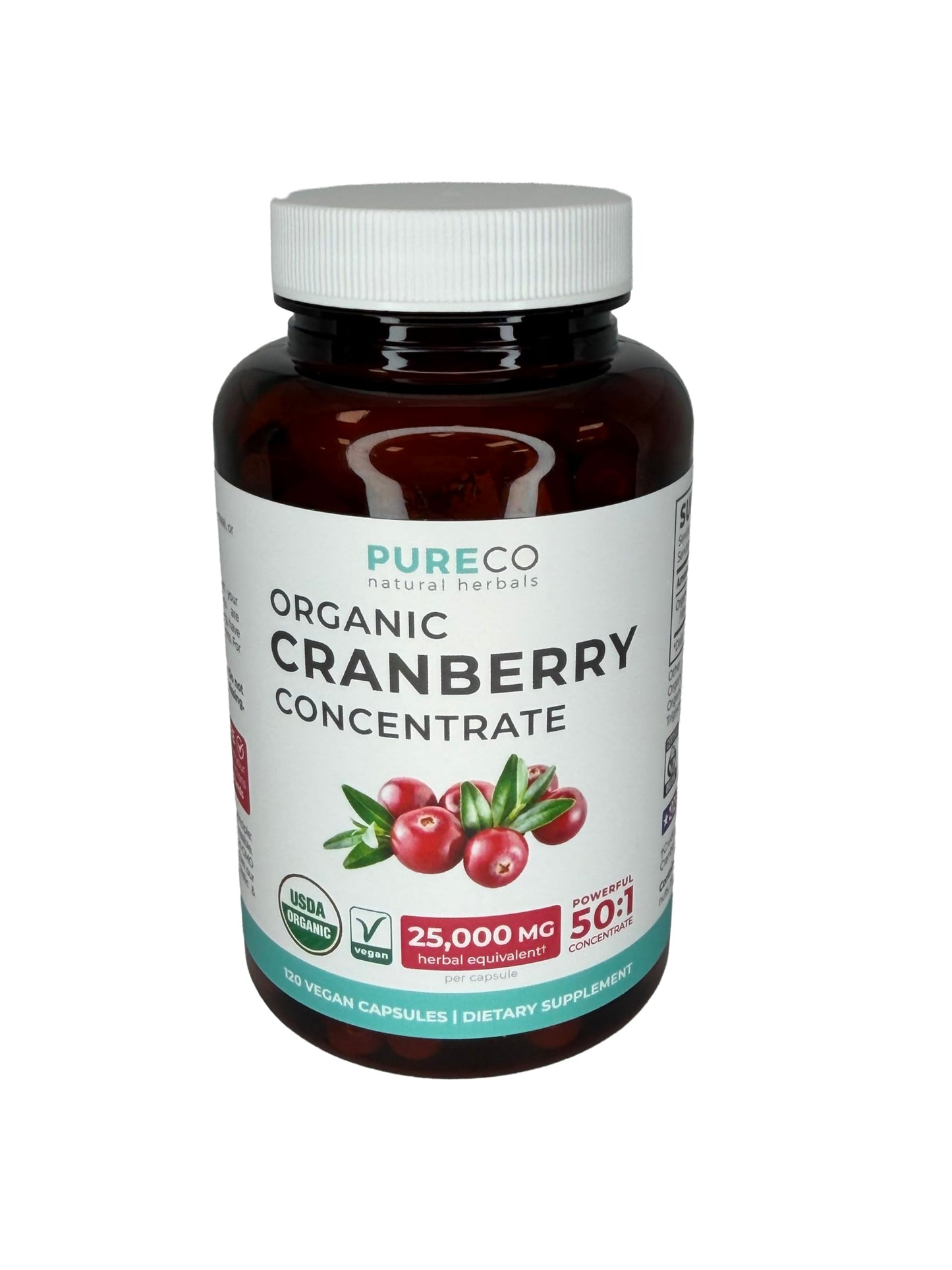 PURE CO Organic Cranberry Pills 120 Capsules