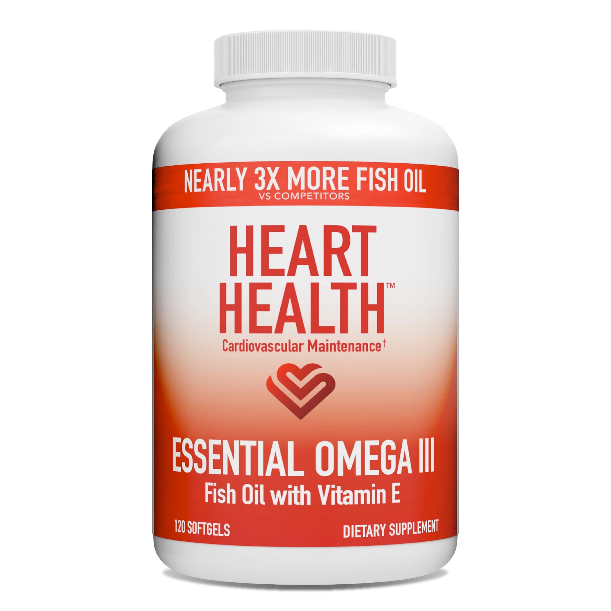 Heart Health Cardiovascular Maintenance Heart Health Essential Omega III Fish Oil with Vitamin E Softgel 120 Count
