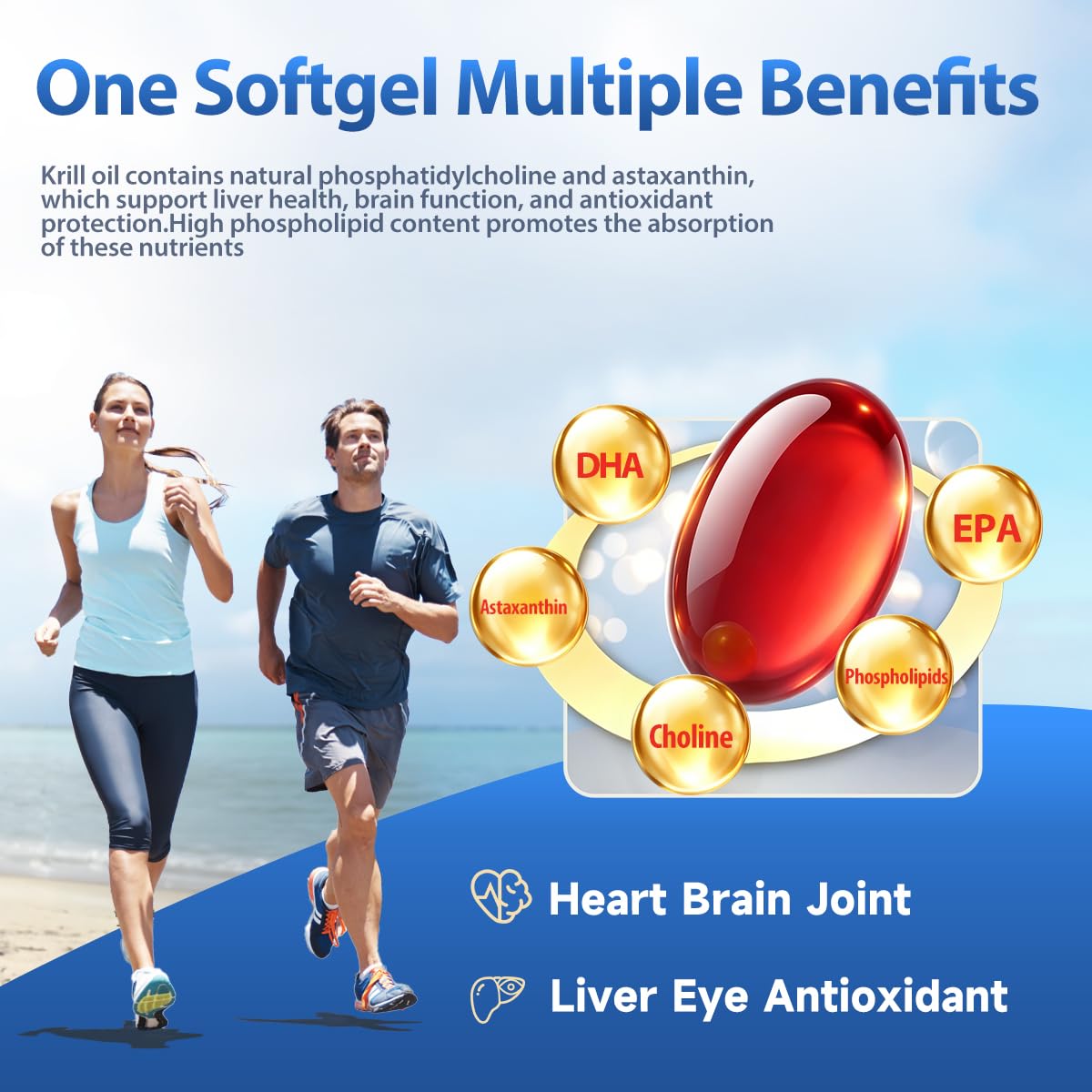 NYO3 Pure Antarctic Krill Oil Omega-3 Supplement Softgels, 90 Count