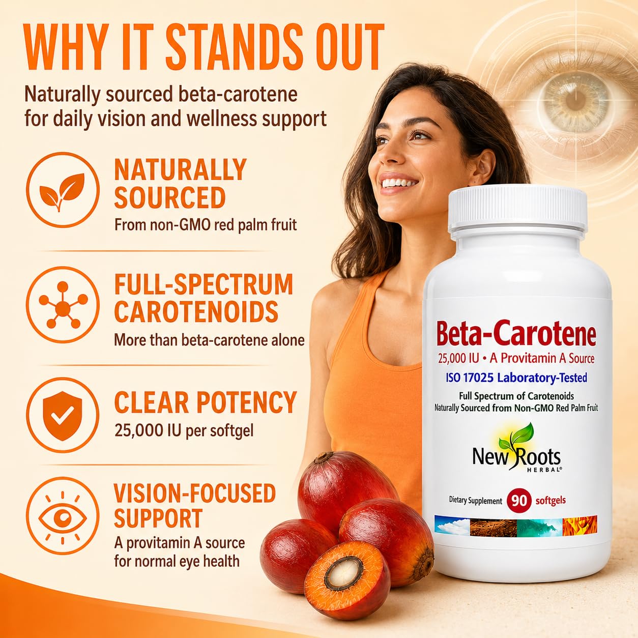 NEW ROOTS HERBAL Beta-Carotene 25,000 IU Softgels 90 Softgels