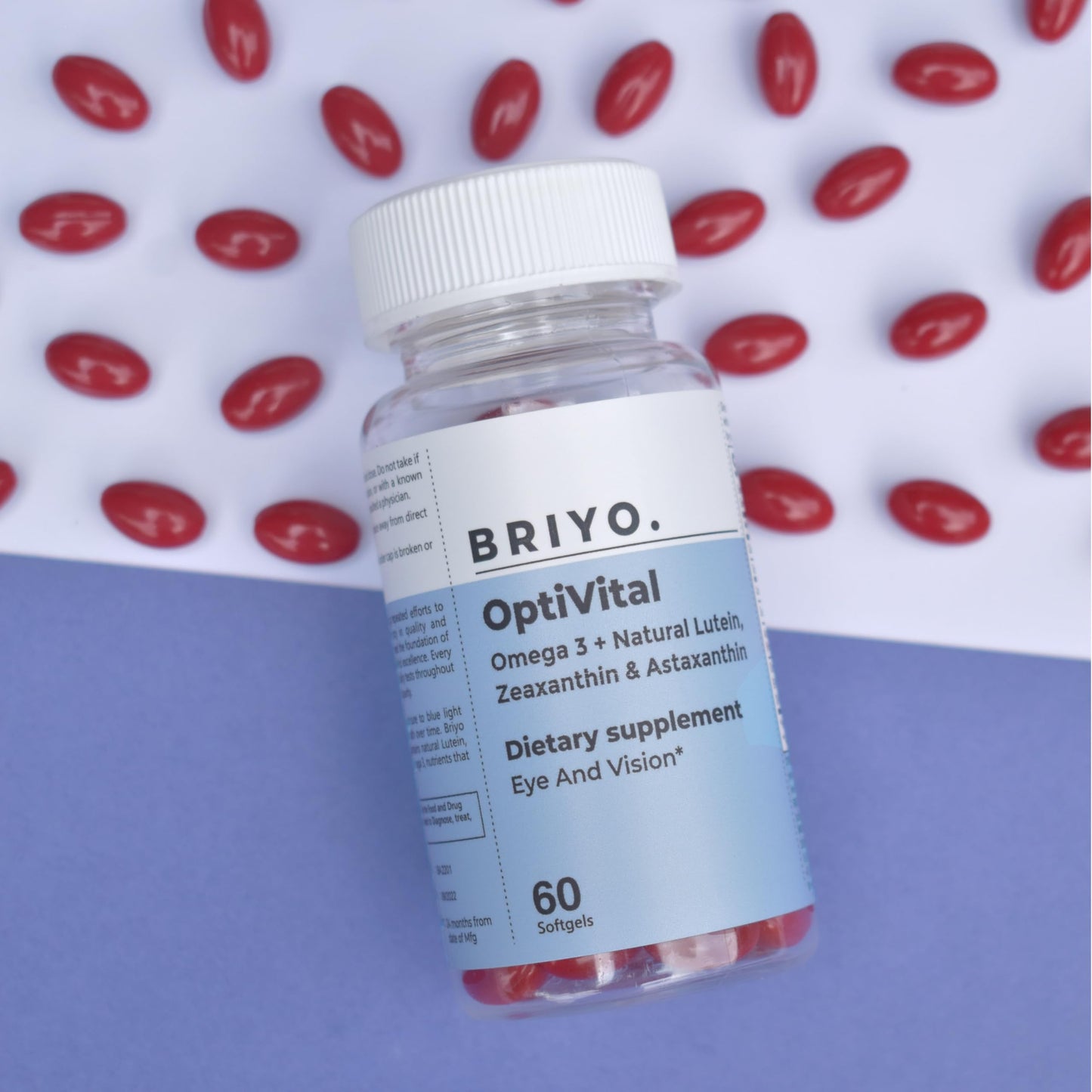 Briyosis OptiVital Eye Health Supplement – Lutein, Zeaxanthin, Astaxanthin & Omega-3 from Natural Sources – Supports Vision, Retinal Health & Eye Strain Relief 60 Capsules