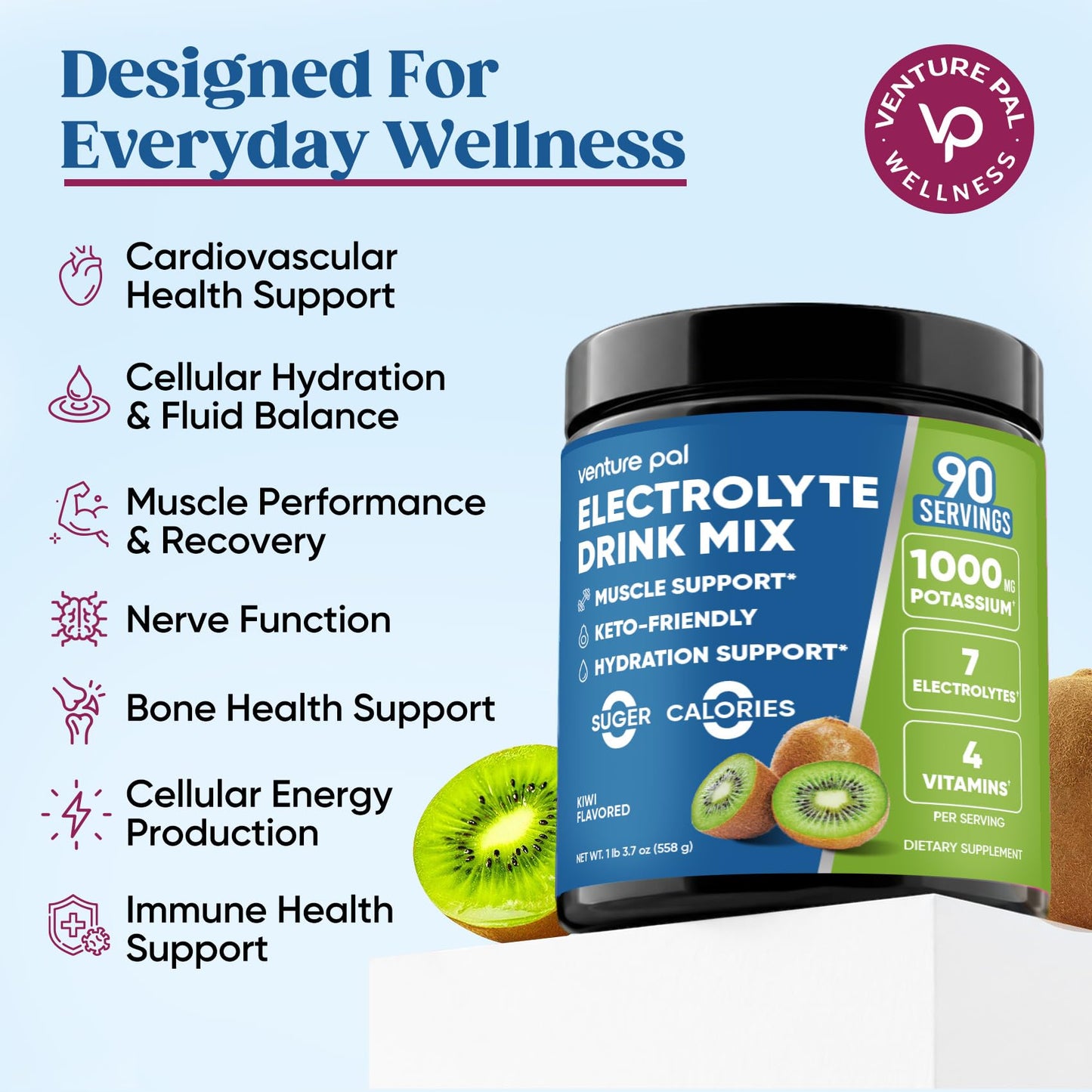 Venture Pal Sugar Free Electrolytes Powder 90 Servings