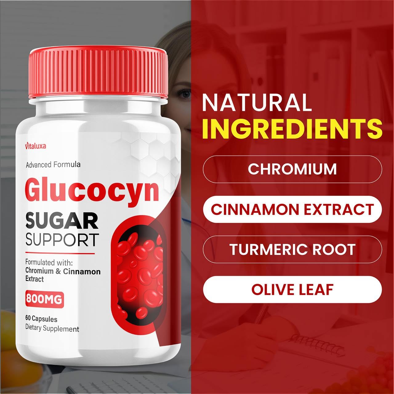 Vitaluxa Glucocyn Support Capsules 120 Count