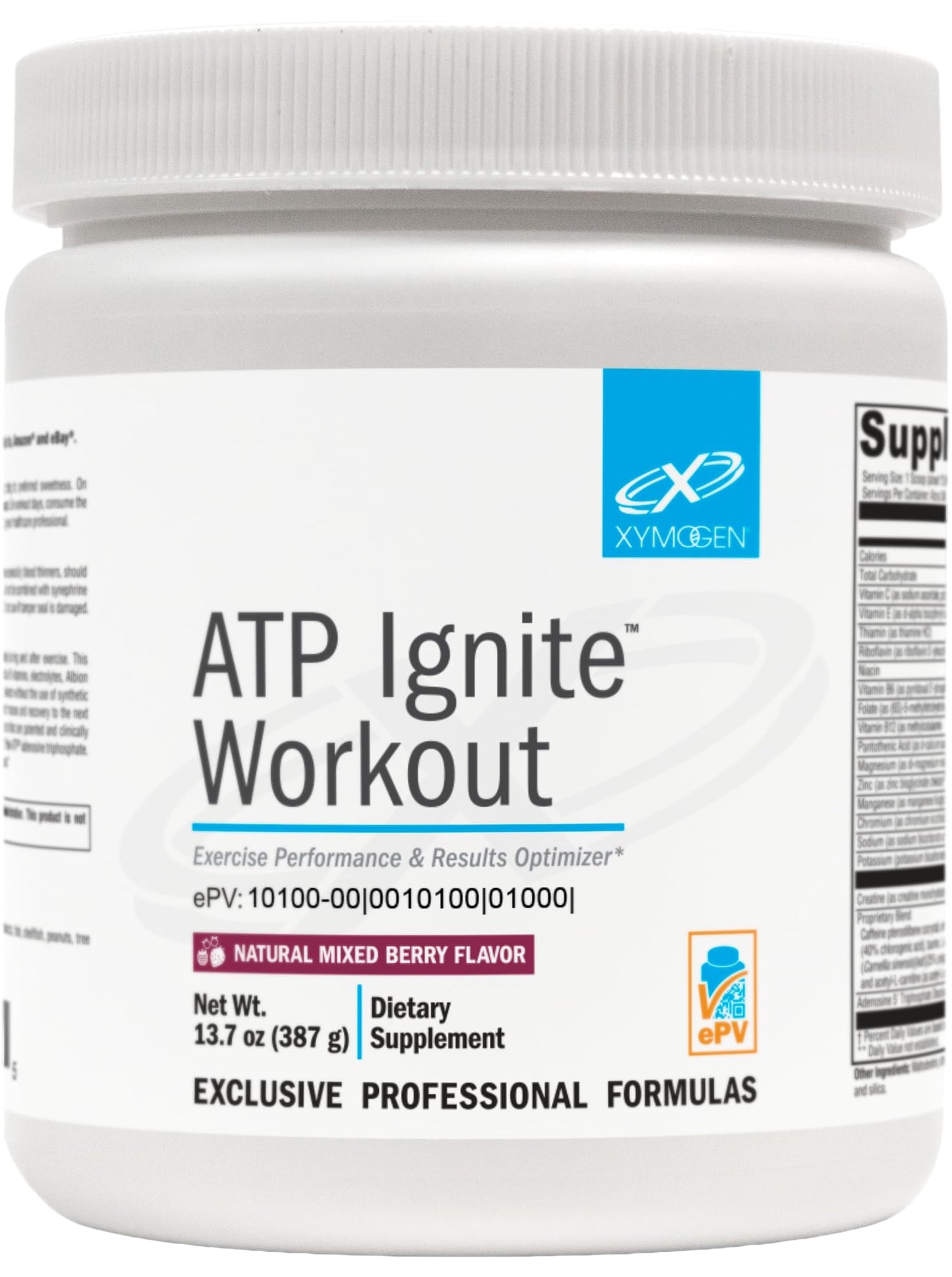 XYMOGEN ATP Ignite Workout Powder, Mixed Berry, 13.7 Ounce