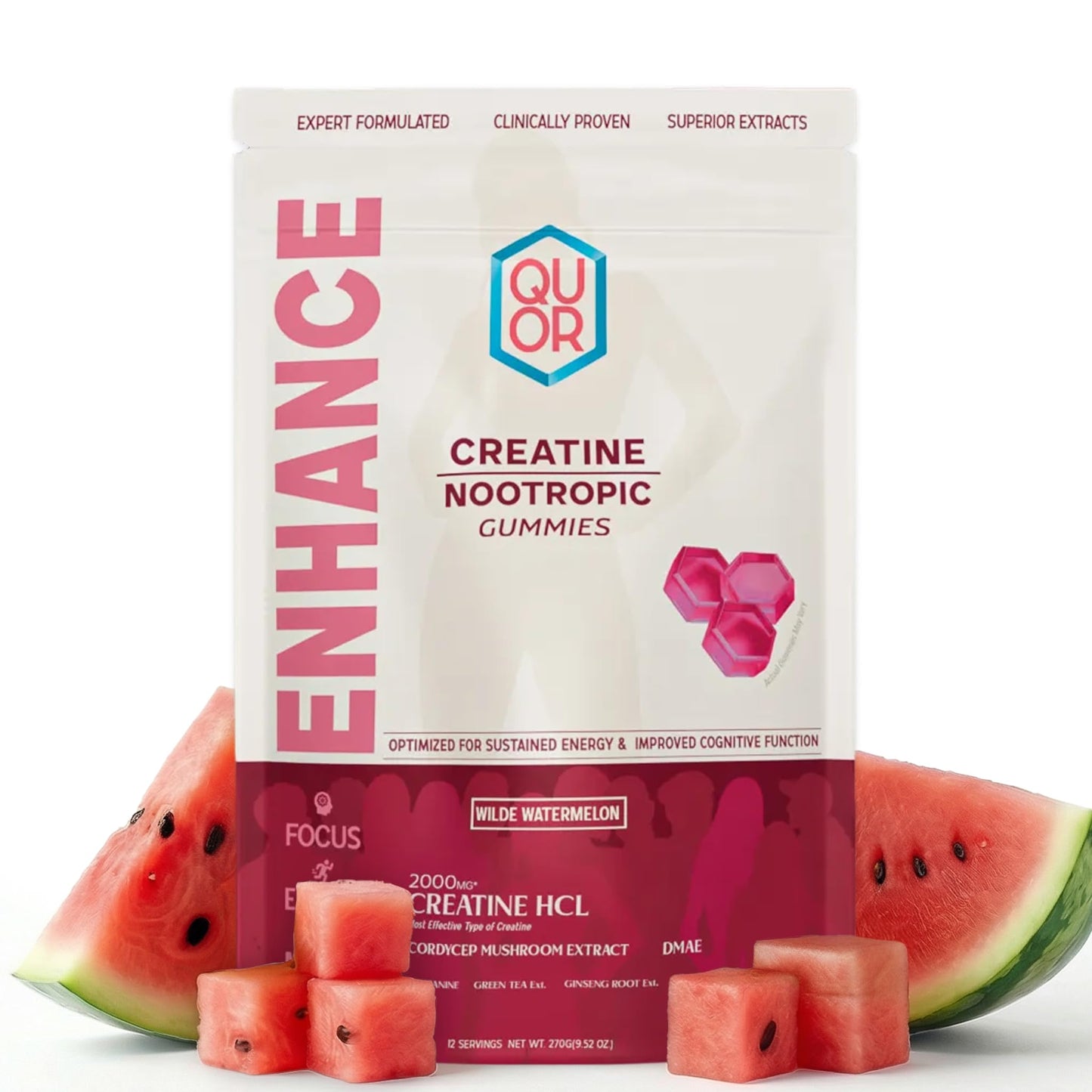 QUOR Enhance Creatine HCl Nootropic Gummies, 60 Count