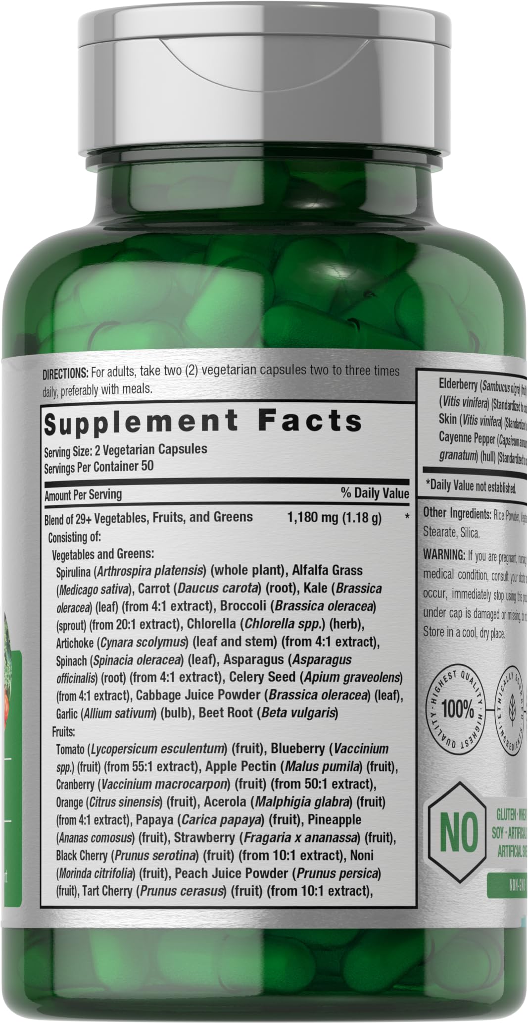Horbäach Mega Fruits and Veggies Supplement Capsule, 100 Count