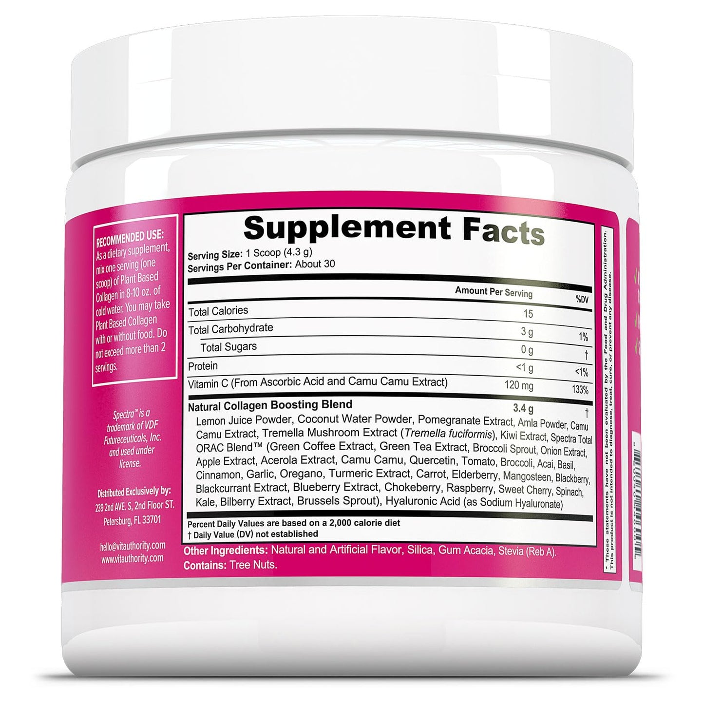 Vitauthority Vegan Collagen Powder for Women with Hyaluronic Acid, 4.6 Ounce