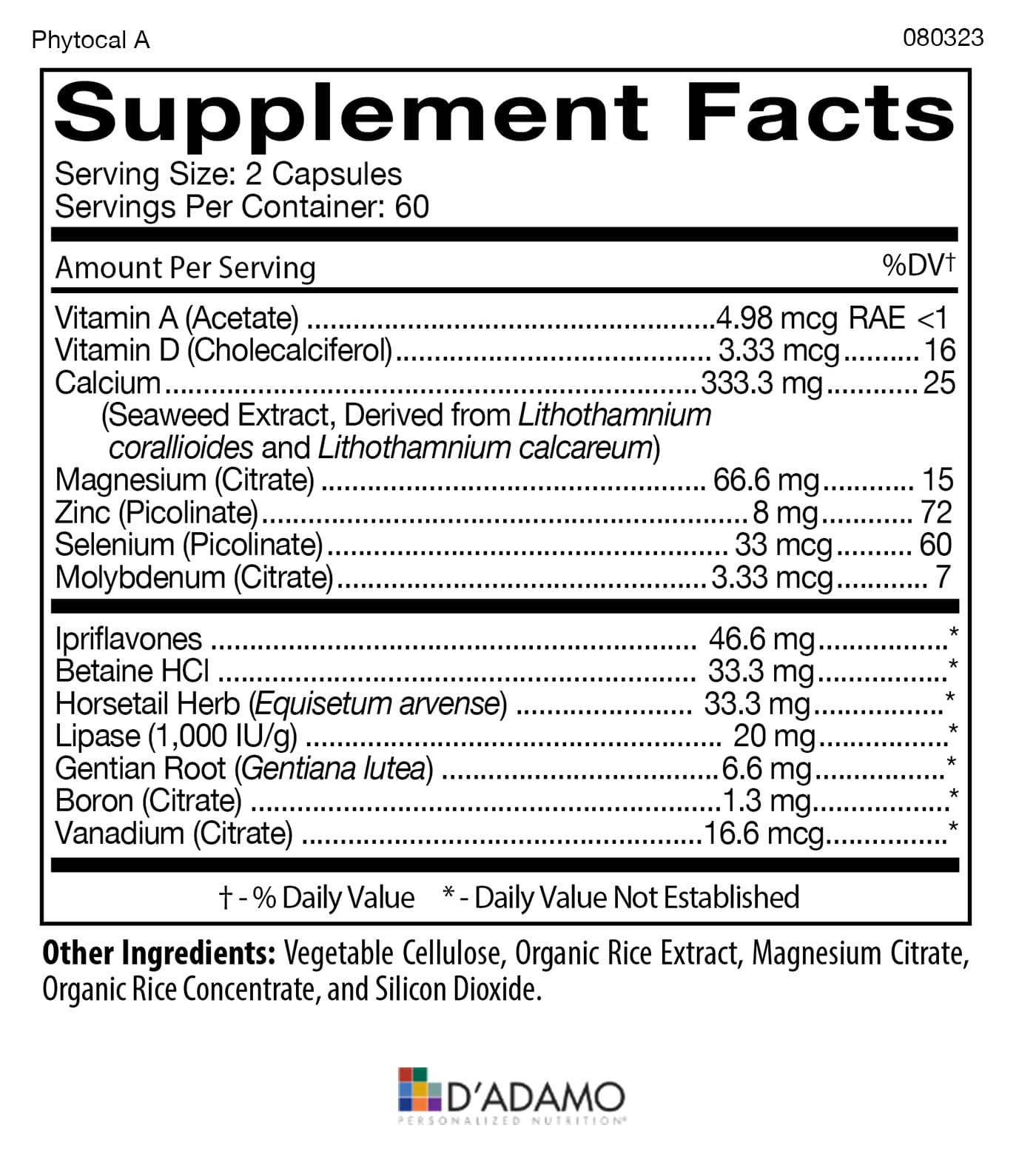 D'Adamo Personalized Nutrition Optimal Health Stack (Blood Type A) 120 Capsules
