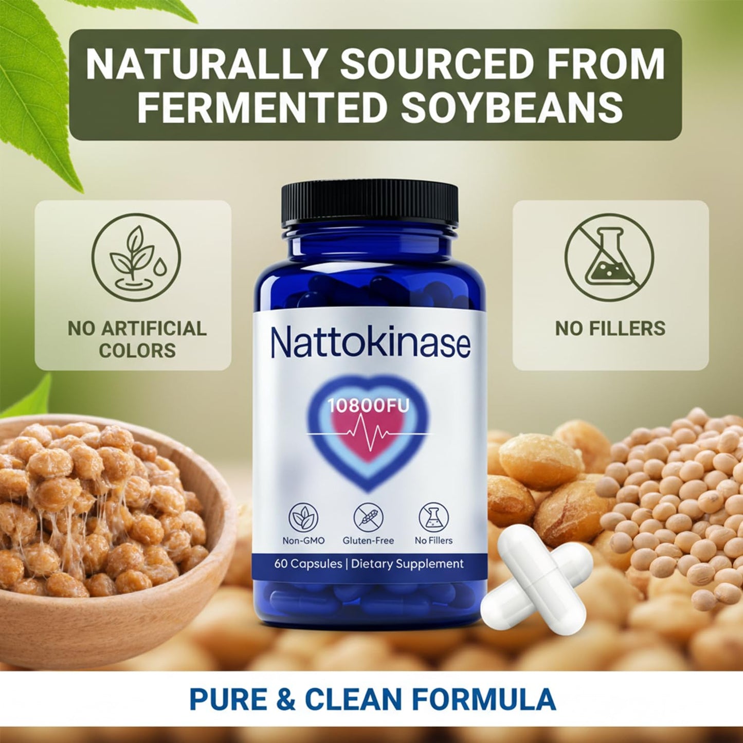 Clavya Ultimate Nattokinase 10800 FU Capsule, 60 Count