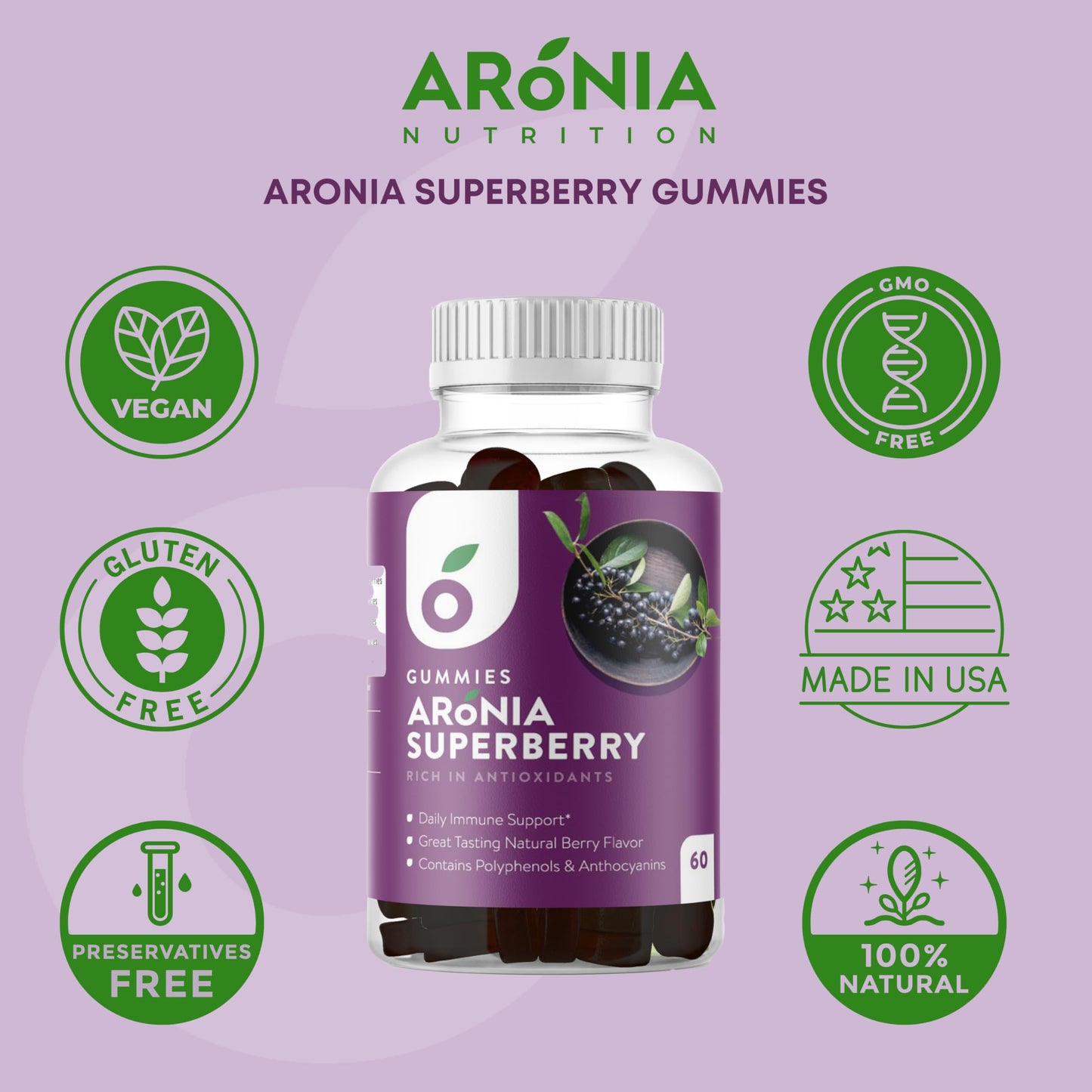Aronia Nutrition SuperBerry Gummy 60 Count
