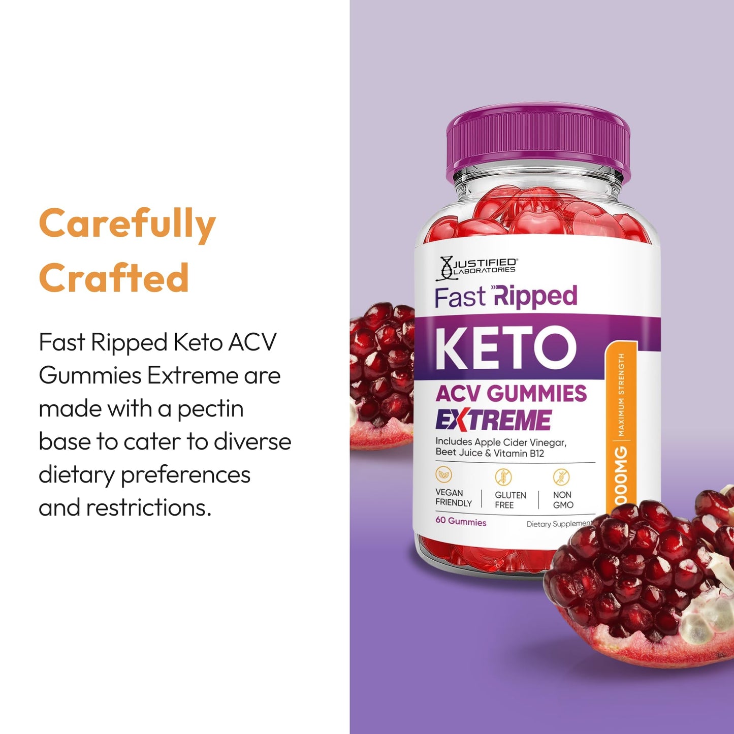 Justified Laboratories Fast Ripped Keto ACV Gummies Extreme 300 Count
