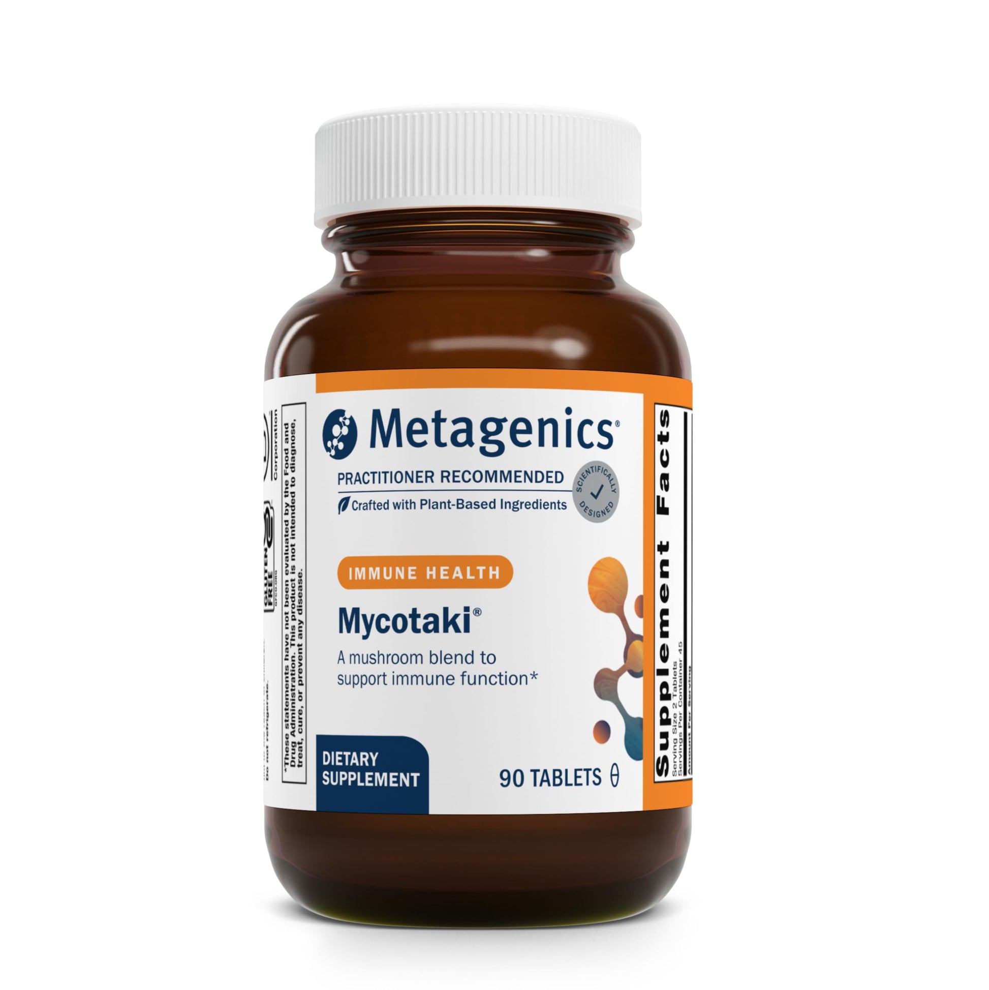 Metagenics Mycotaki Immune Support for System Under Occasional Stress with Reishi, Shiitake, Fu-Ling, Turkey Tail, Cordyceps, Oyster & Maitake - Adaptogenic Mushroom Blend Tablets, 90 Count