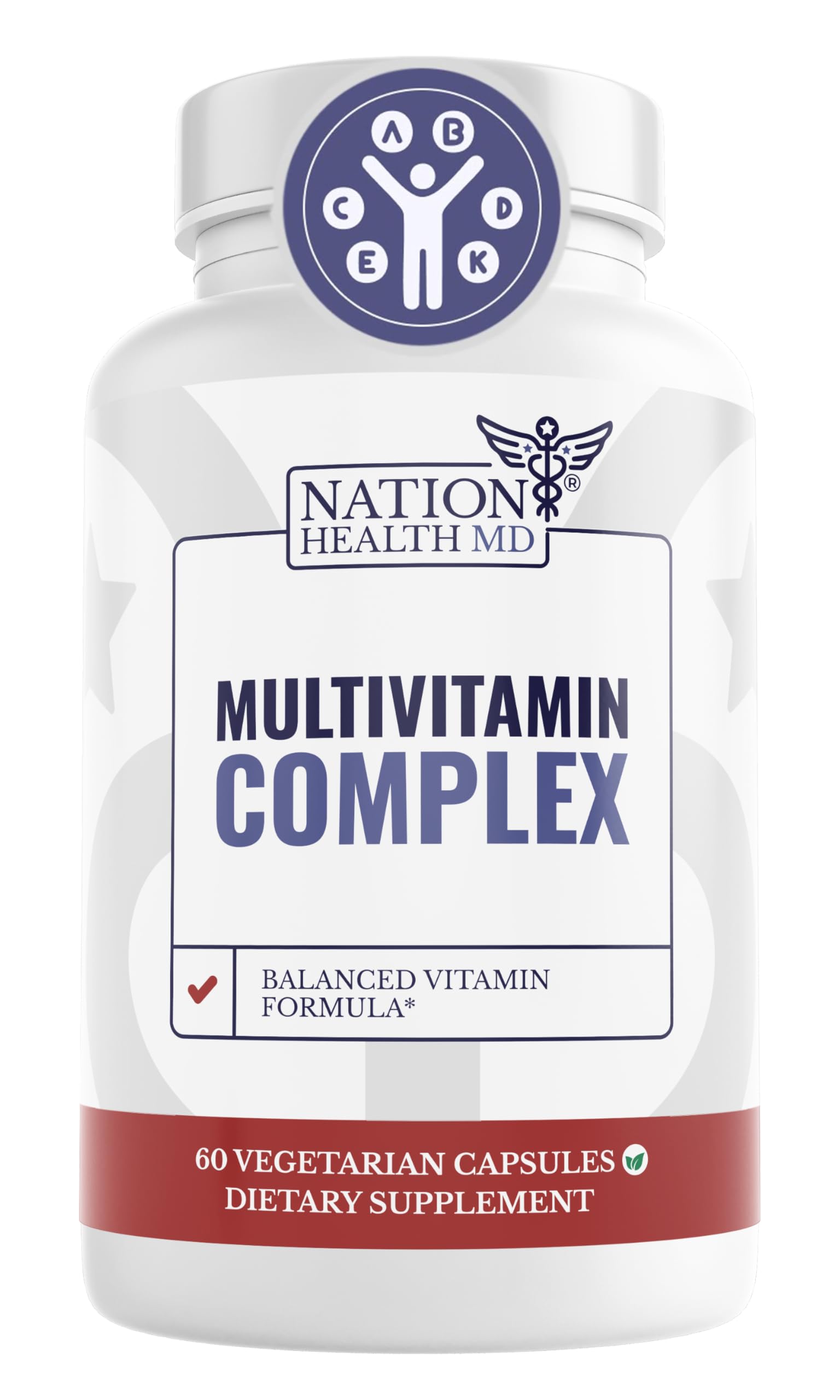 NATION HEALTH MD Multivitamin Complex for Energy, Immune & Bone Support Capsule, 60 Count