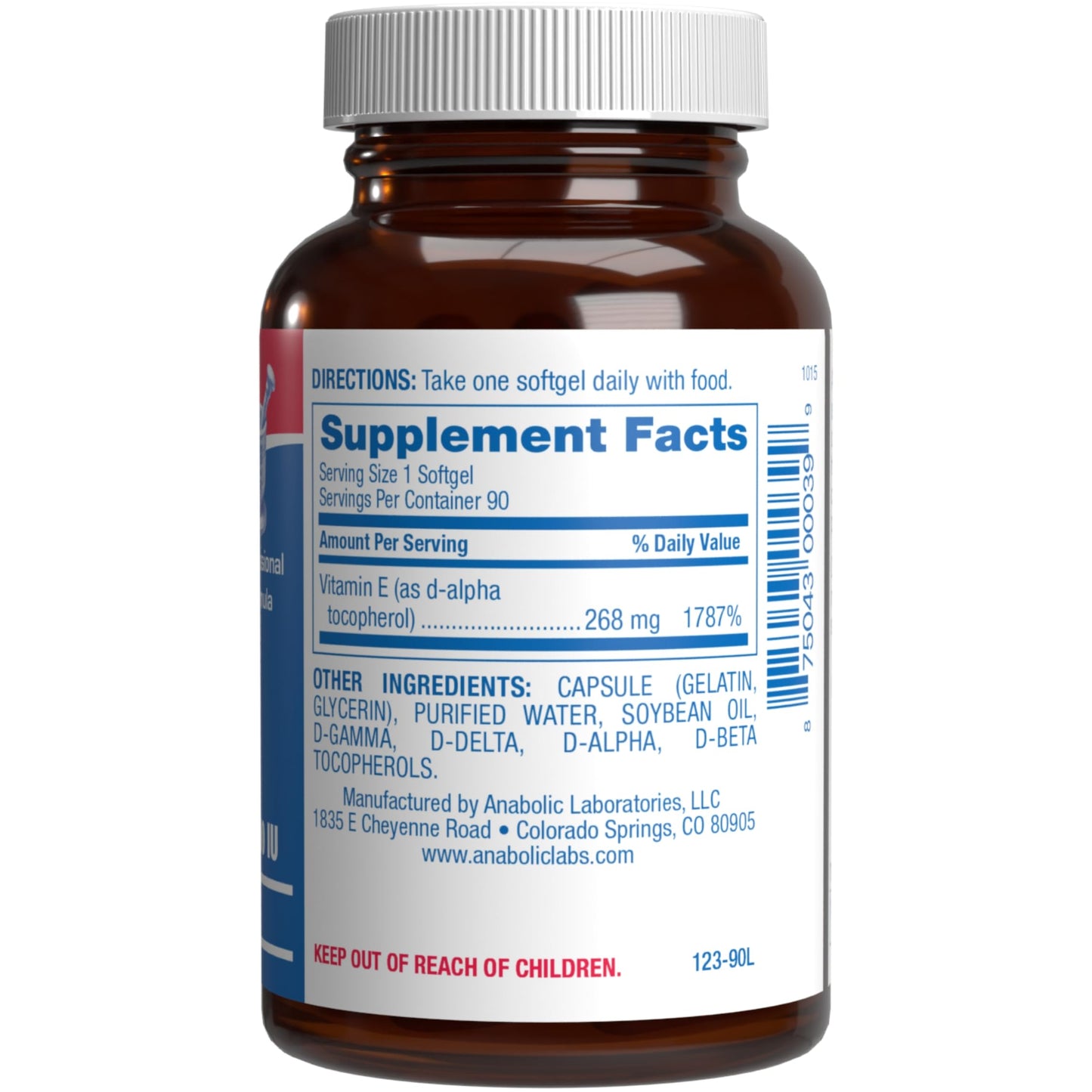 Anabolic Laboratories Vitamin E 400 IU Softgels, 90 Count
