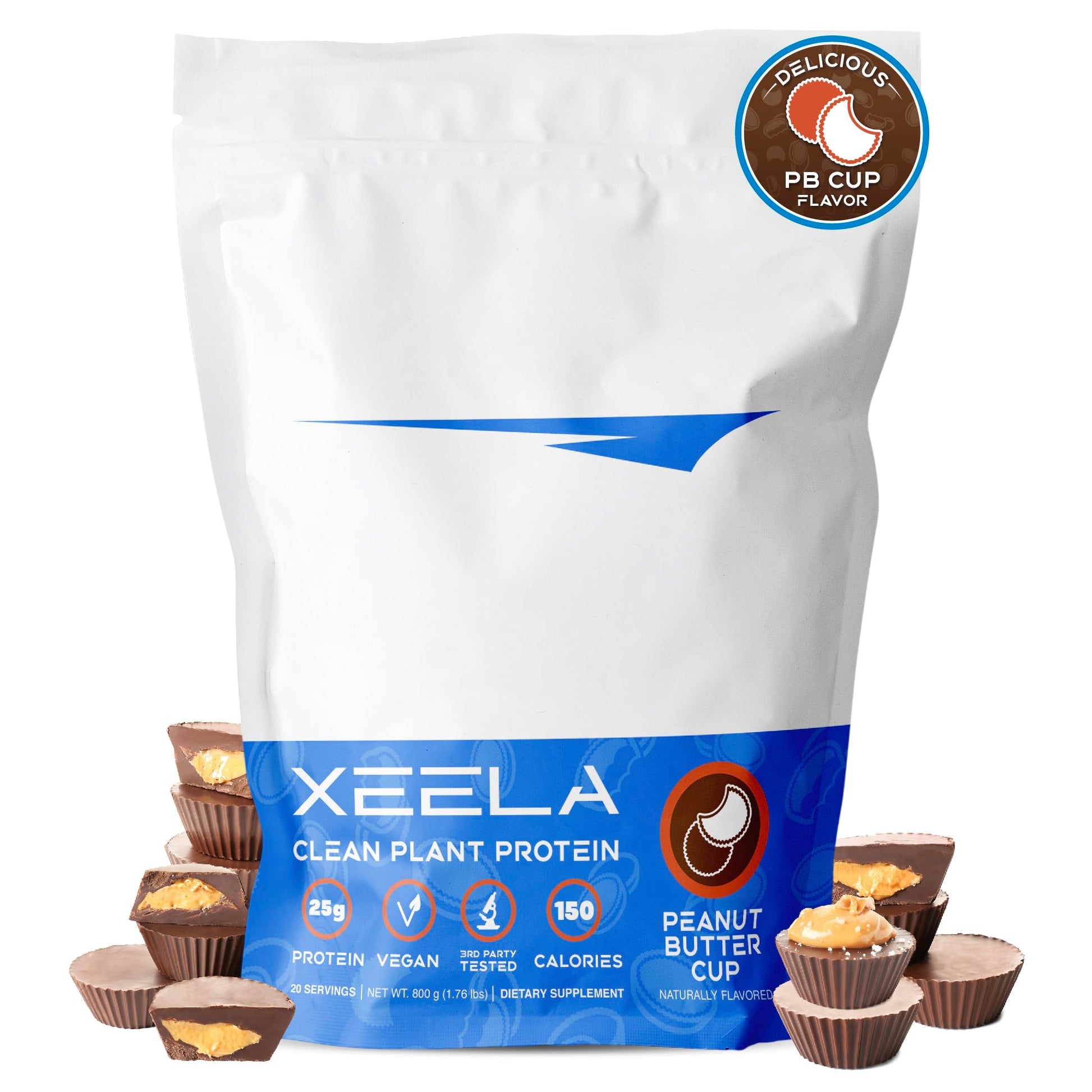 XEELA Plant Based Vegan Protein Powder, Pea Protein, Peanut Butter Cup, 25.8911