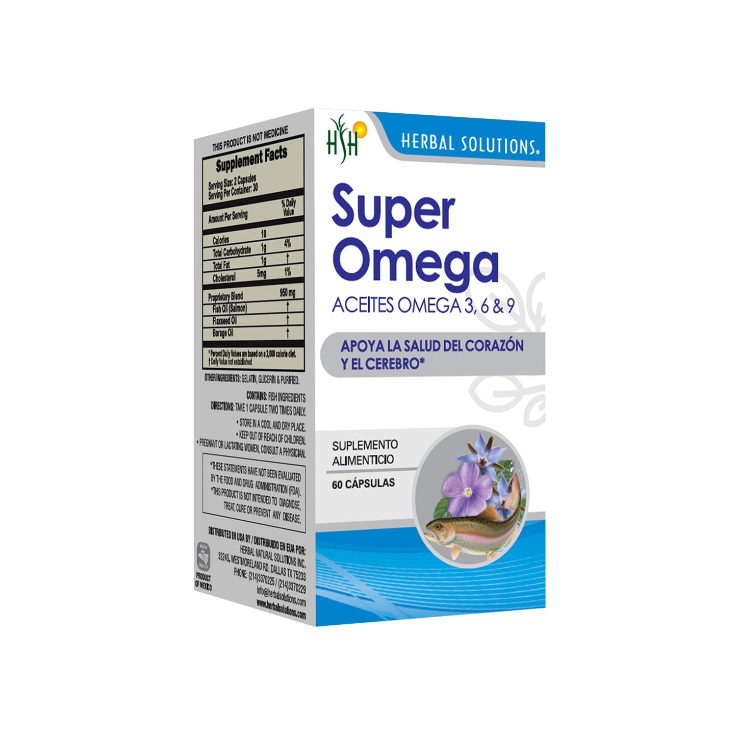 Herbal Solutions Health Super Omega 1400mg Premium Omega-3 Fish Oil Softgels Powder, 60 Count