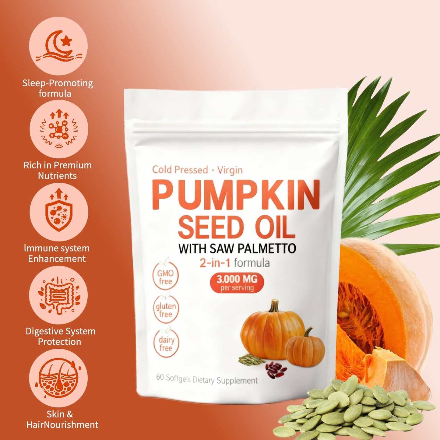 KITABIO Pumpkin Seed Oil Capsules, 1 Count