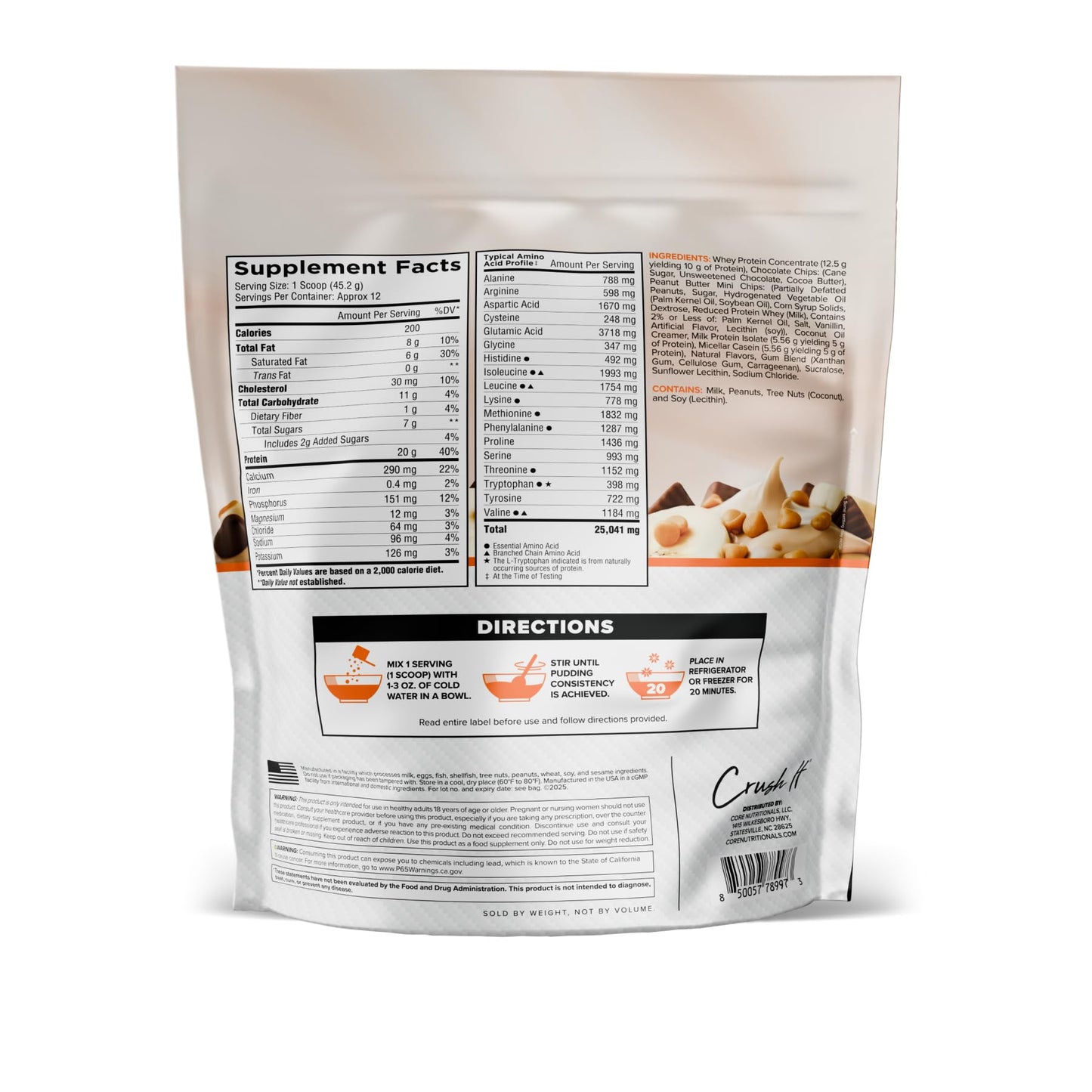 Core Nutritionals Pudd'n Gourmet Protein Pudding Mix Powder (Banana Chocolate PB Chip), 19.2 Servings
