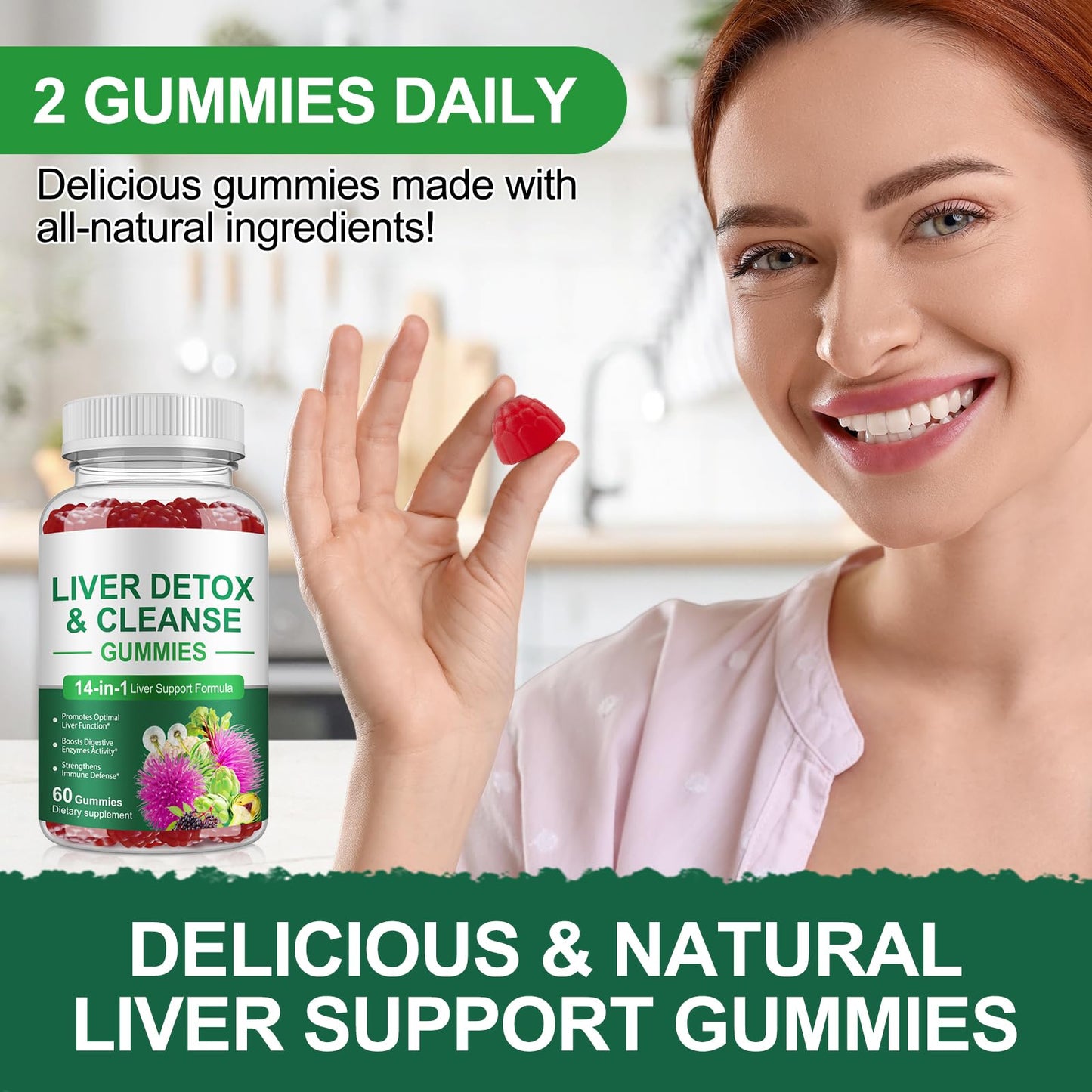 YHFGTTIO Milk Thistle Gummy, Liver Support Supplement, 60 Count