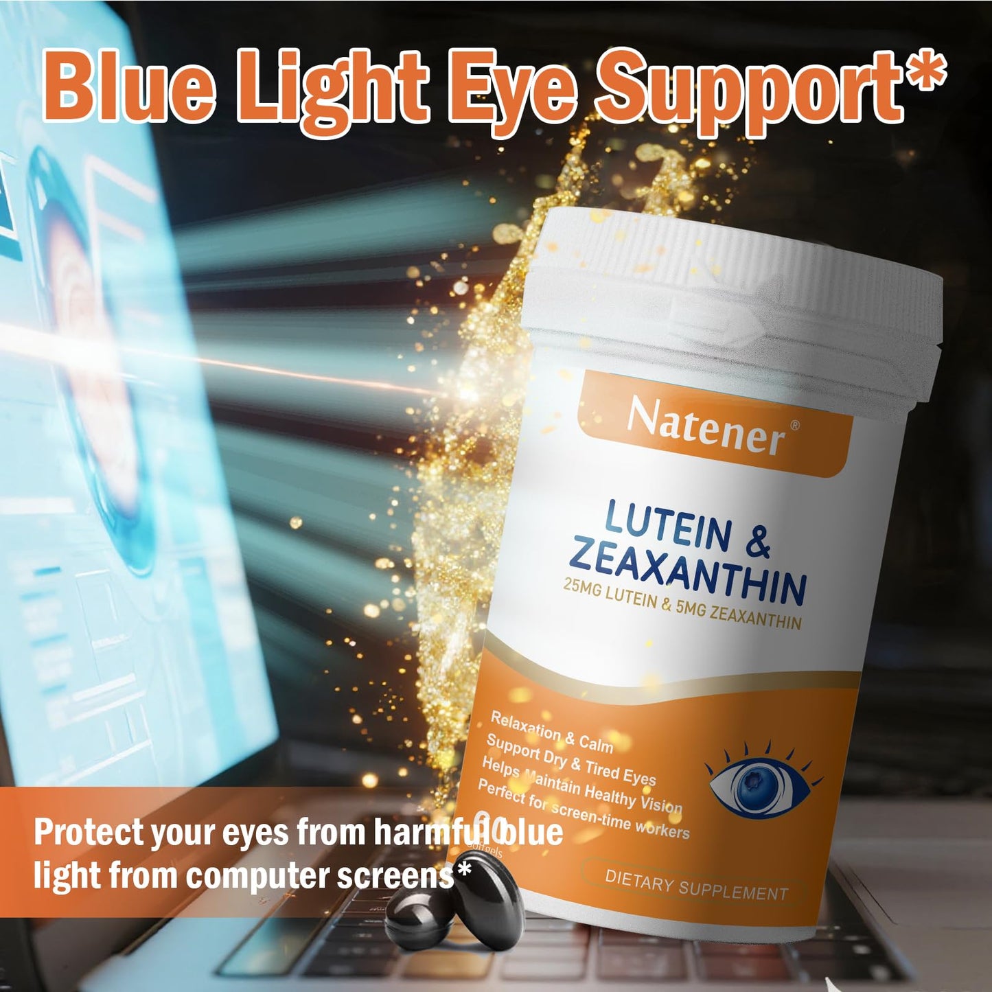 Natener 14 in 1 Eye Vitamins Softgels, 60 Softgels