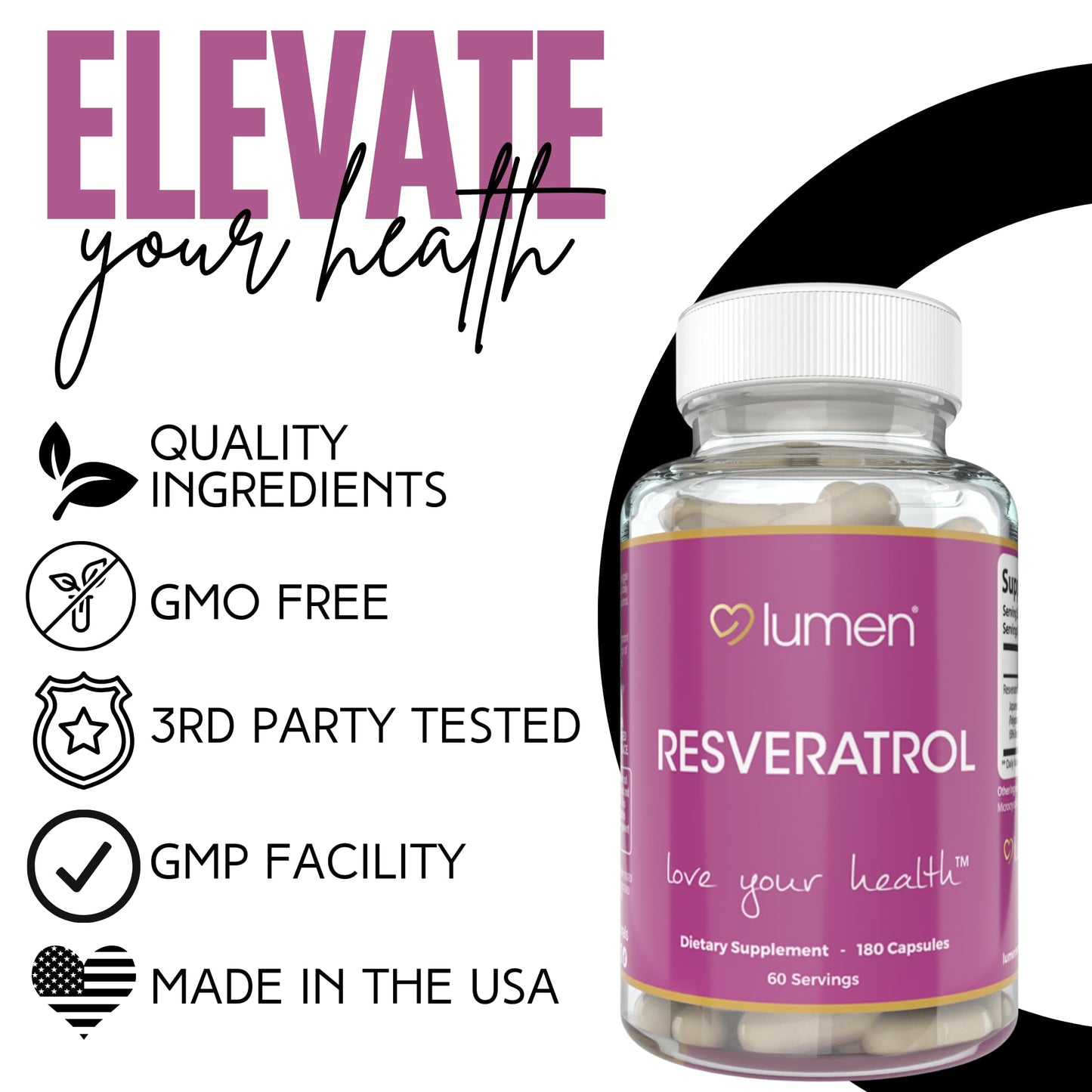 Lumen Naturals Resveratrol Parent Capsule, 180 Count