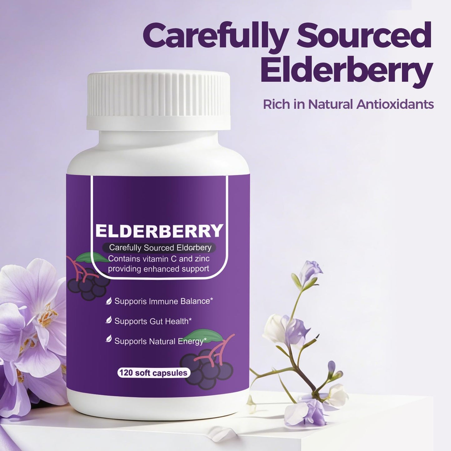 Trobyot Black Elderberry Immune & Gut Support Complex, 120 Capsules