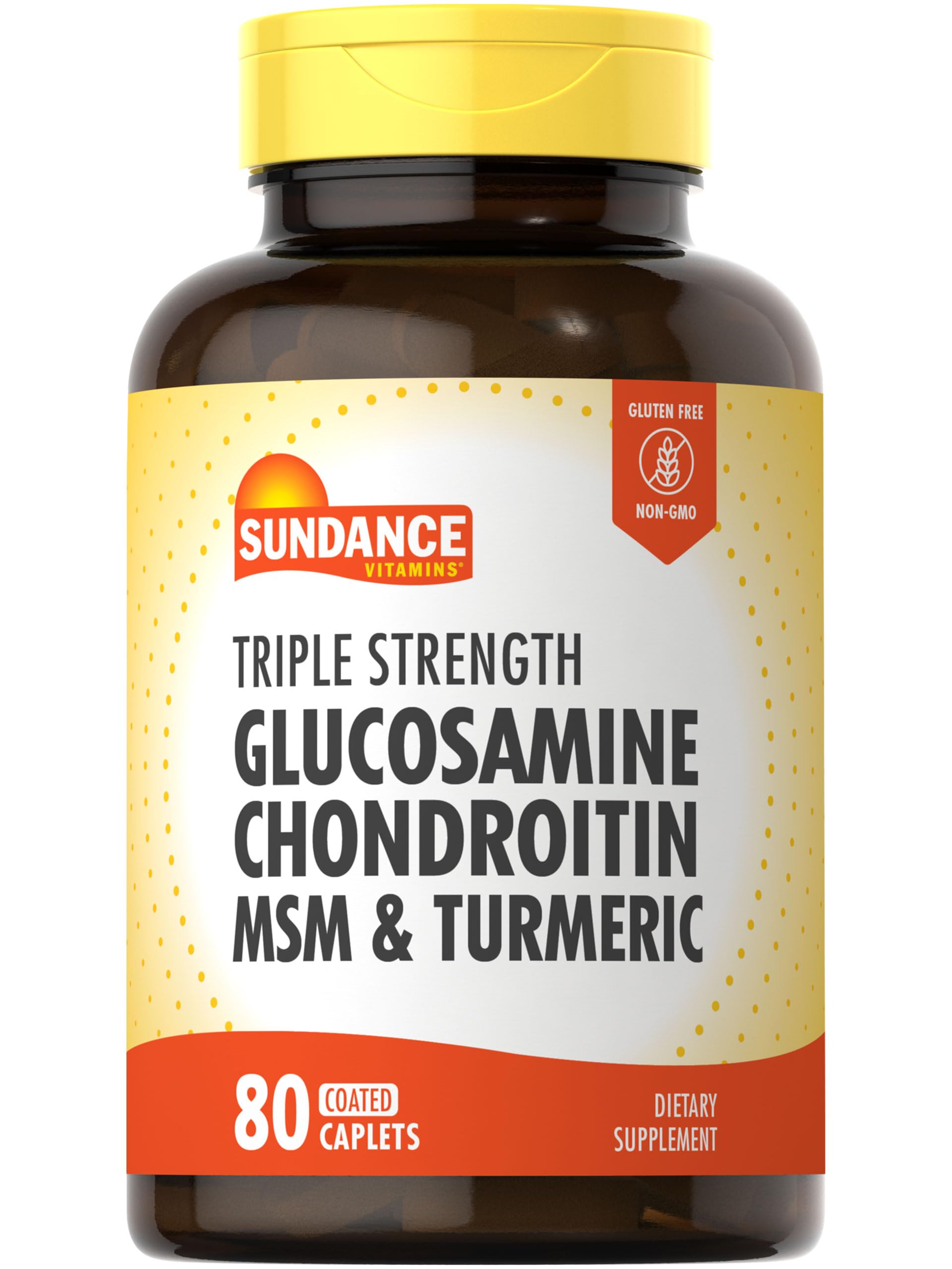 Sundance Glucosamine Chondroitin with MSM and Turmeric Caplets, 80 Count