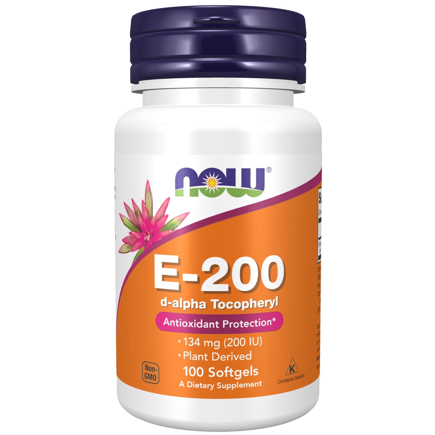 NOW Foods Vitamin E-200 IU D-Alpha Tocopheryl Softgels, 100 Softgels