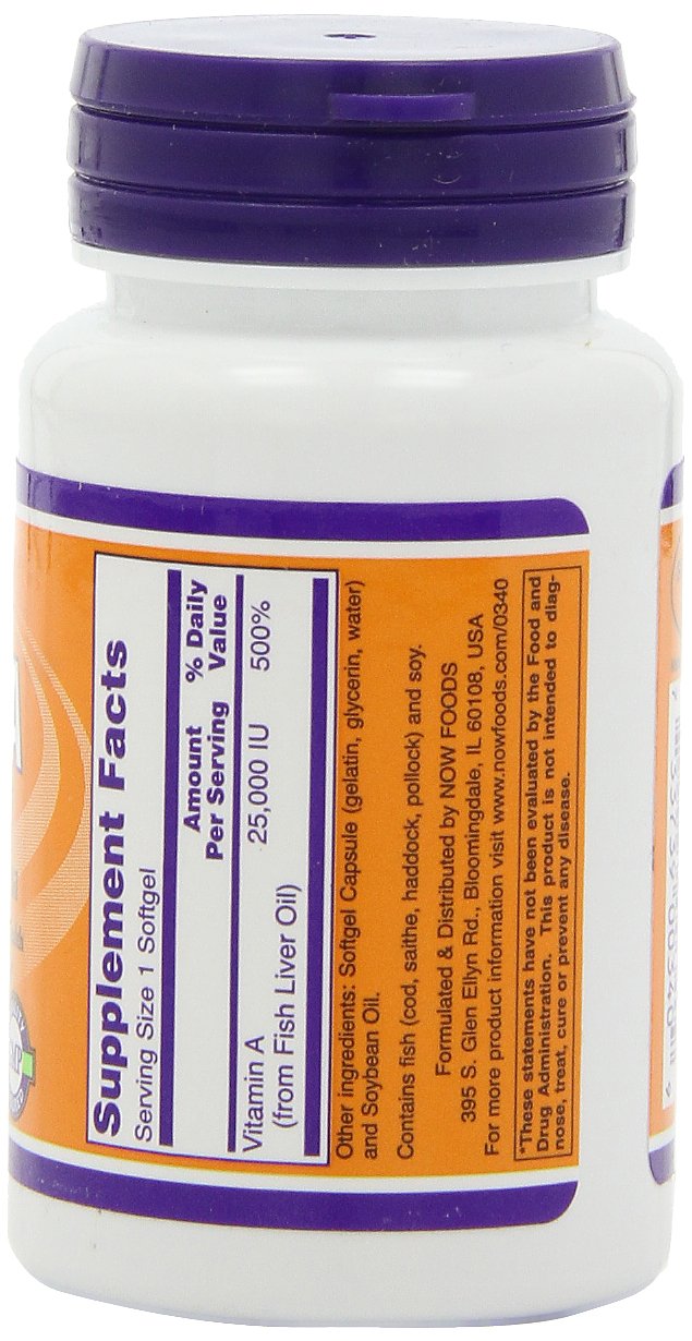 NOW Foods Vitamin A 25,000 IU Softgels, 400 Count
