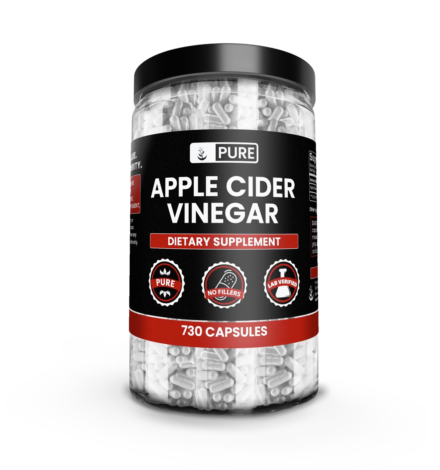 Pure Organic Ingredients Apple Cider Vinegar Capsules 730