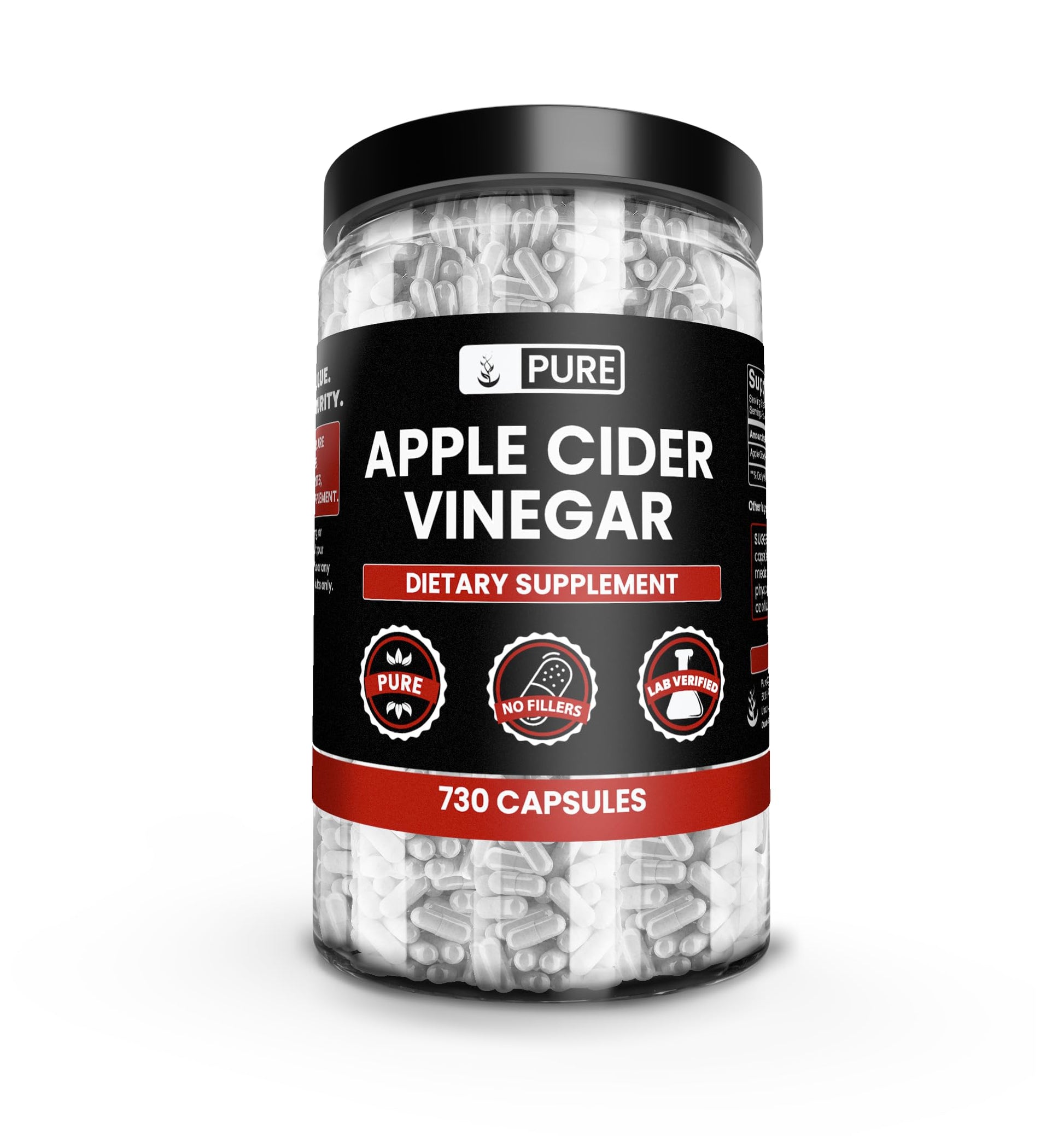 Pure Organic Ingredients Apple Cider Vinegar Capsules 730