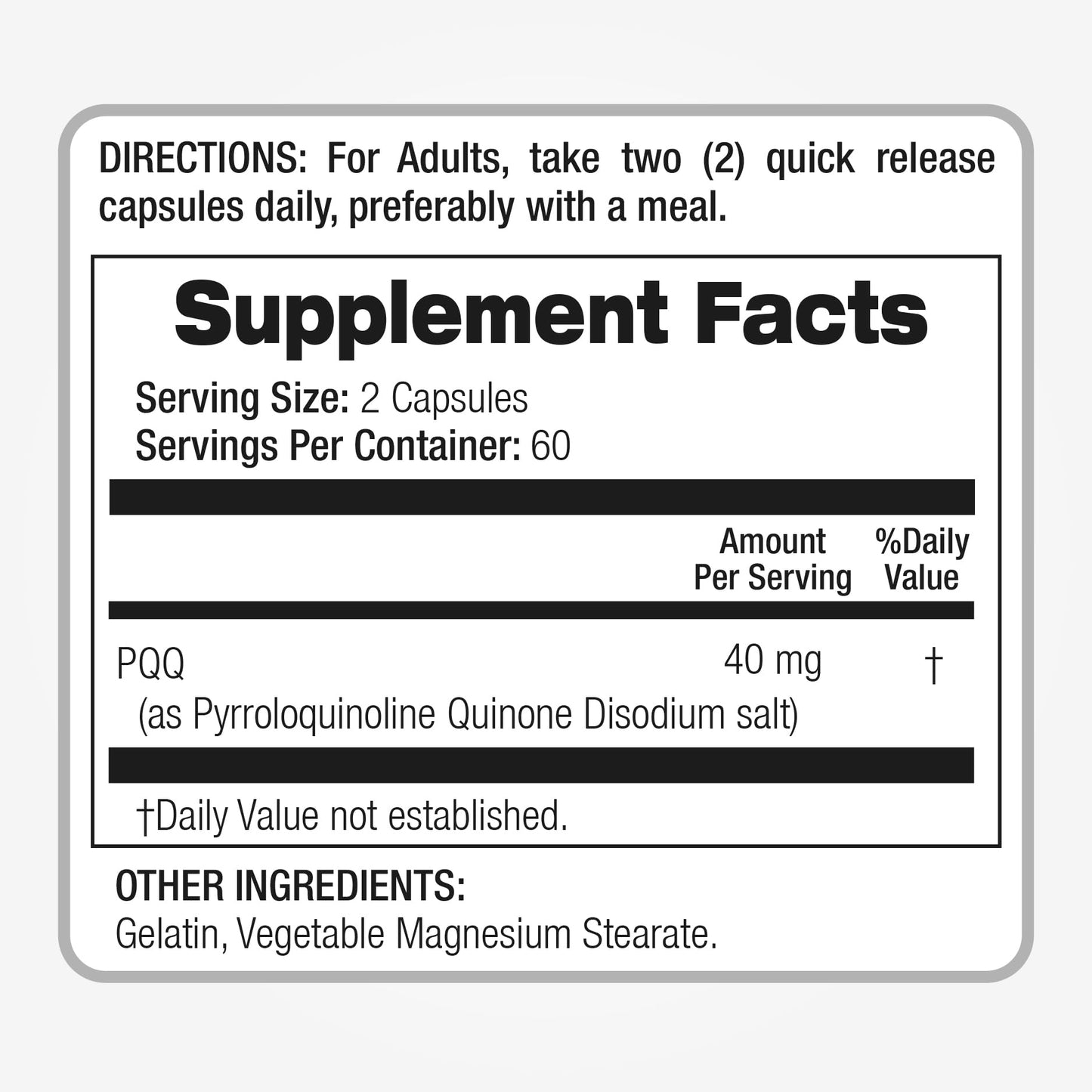 FITO MEDIC'S PQQ Supplement 40 mg Capsule, 120 Capsules