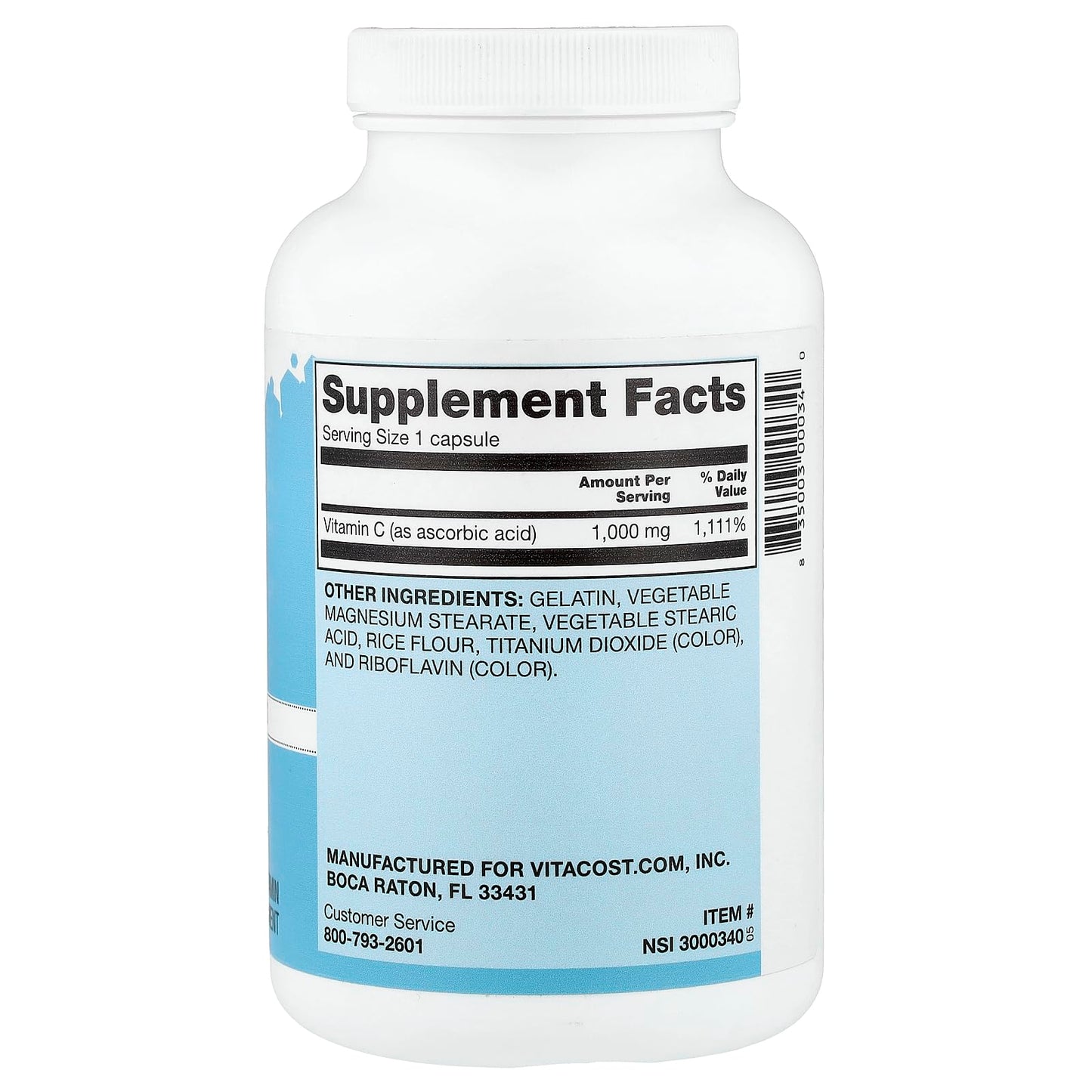 Vitacost Vitamin C 1000 mg Capsule, 30 Count