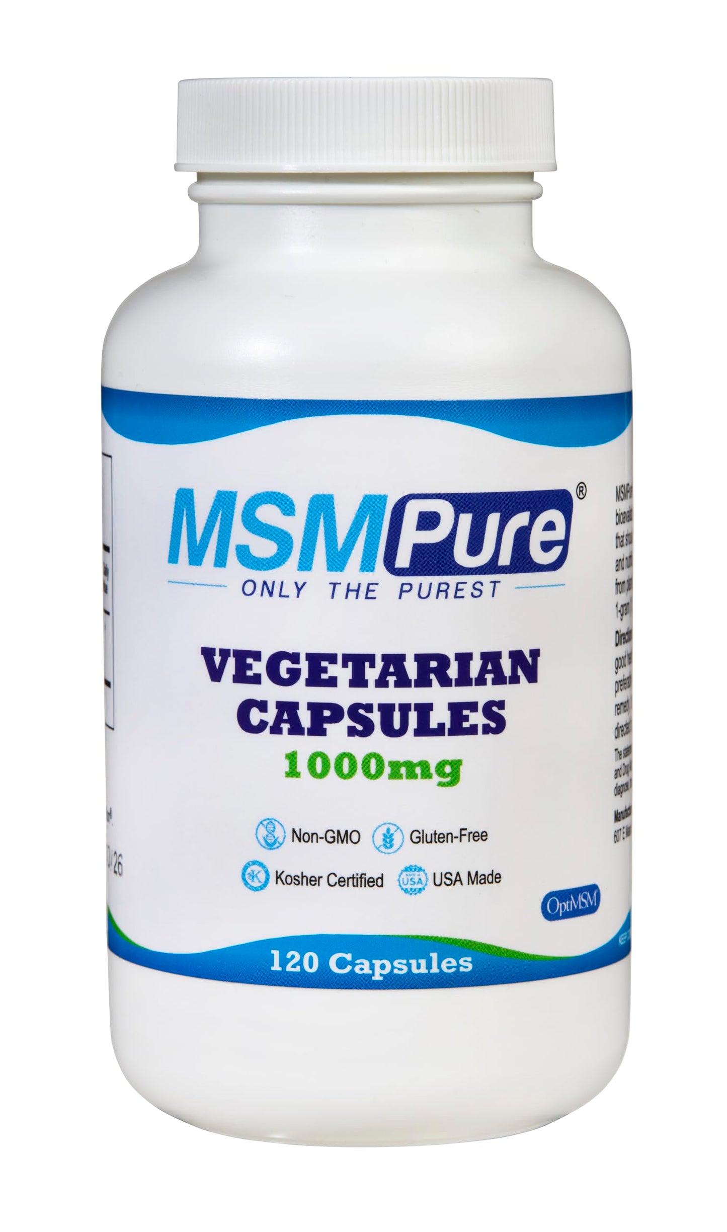 KALA HEALTH MSMPure MSM Vegetarian Capsules – 1,000 mg US-Sourced MSM per Capsule, Joint Health Support, 120 Count